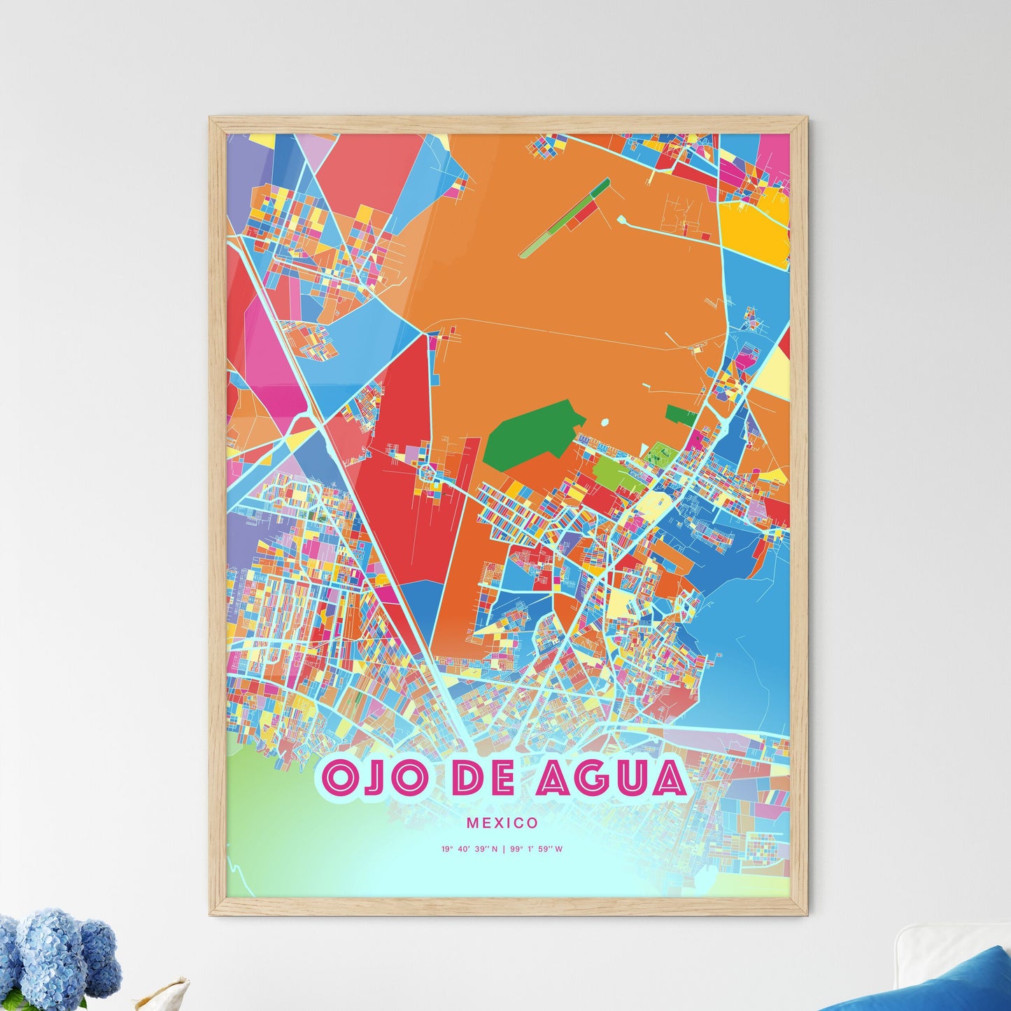 Colorful OJO DE AGUA MEXICO Fine Art Map Crazy Colors