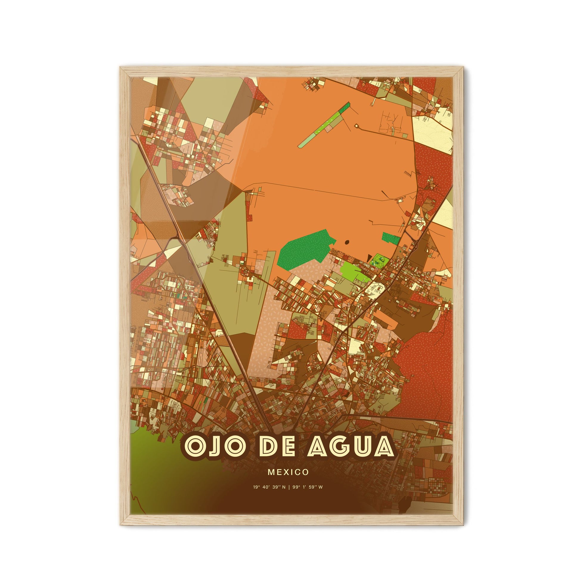 Colorful OJO DE AGUA MEXICO Fine Art Map Farmhouse