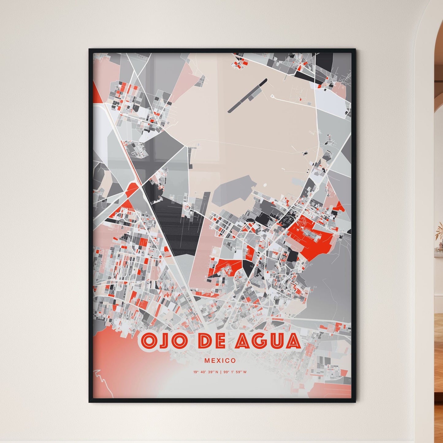 Colorful OJO DE AGUA MEXICO Fine Art Map Modern