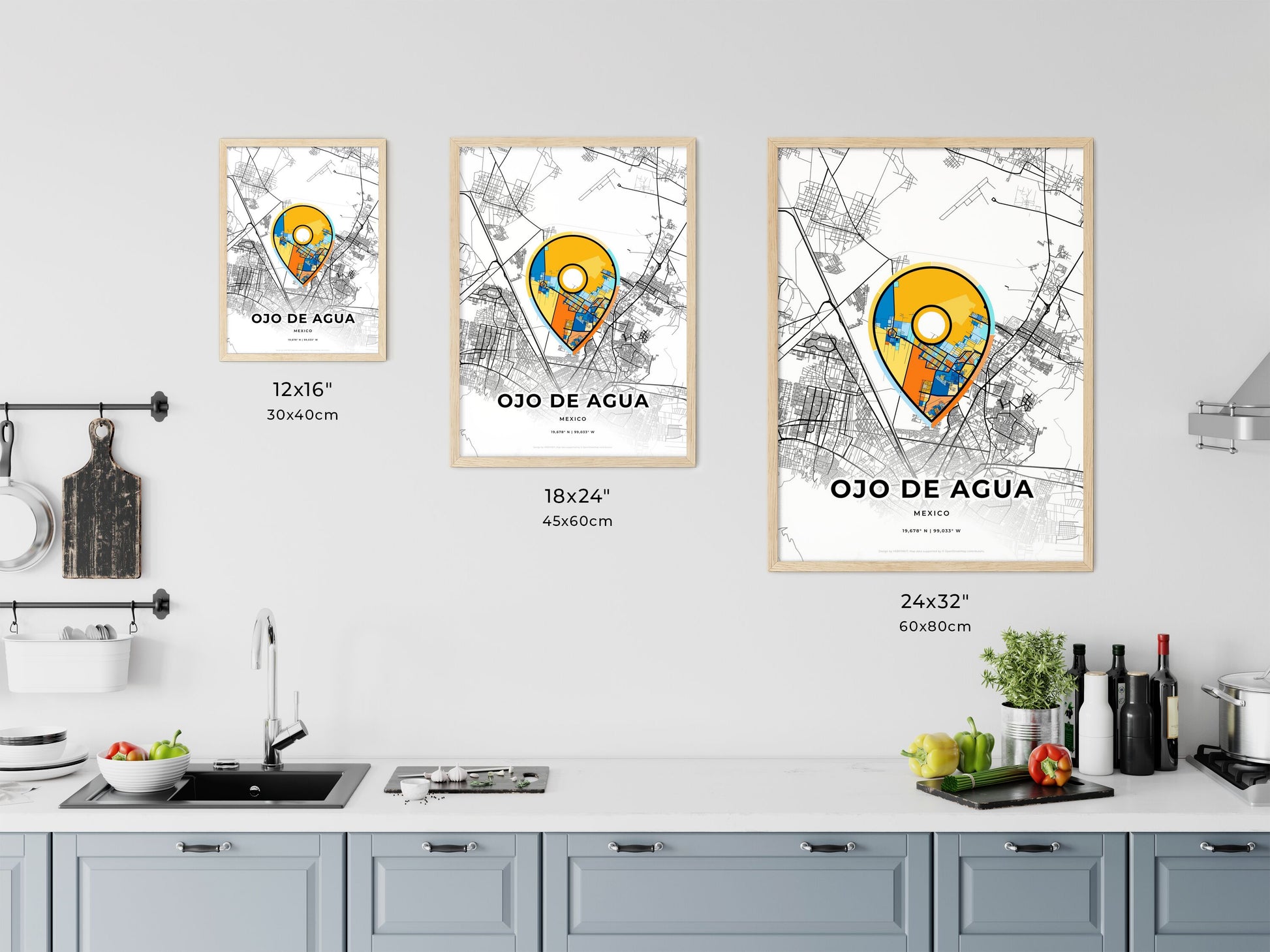 Ojo De Agua Mexico art map size chart