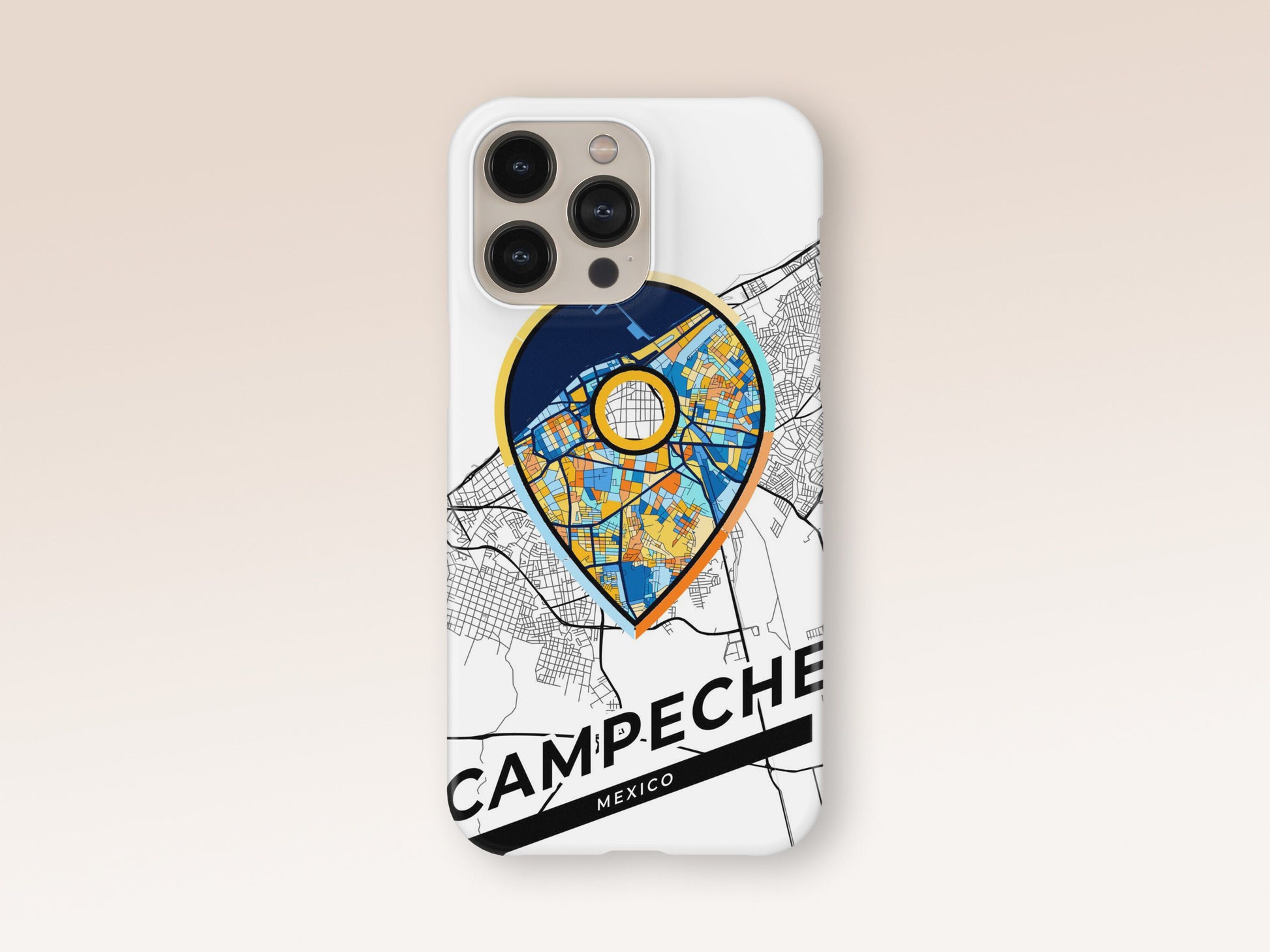 Campeche Mexico slim phone case with colorful icon. Birthday, wedding or housewarming gift. Couple match cases. 1