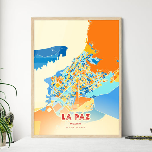 Colorful LA PAZ MEXICO Fine Art Map Blue Orange