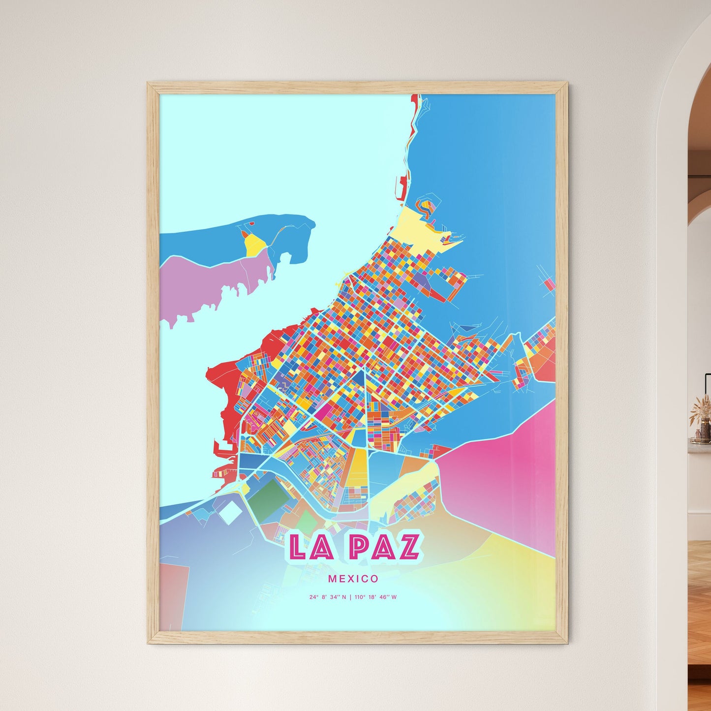 Colorful LA PAZ MEXICO Fine Art Map Crazy Colors