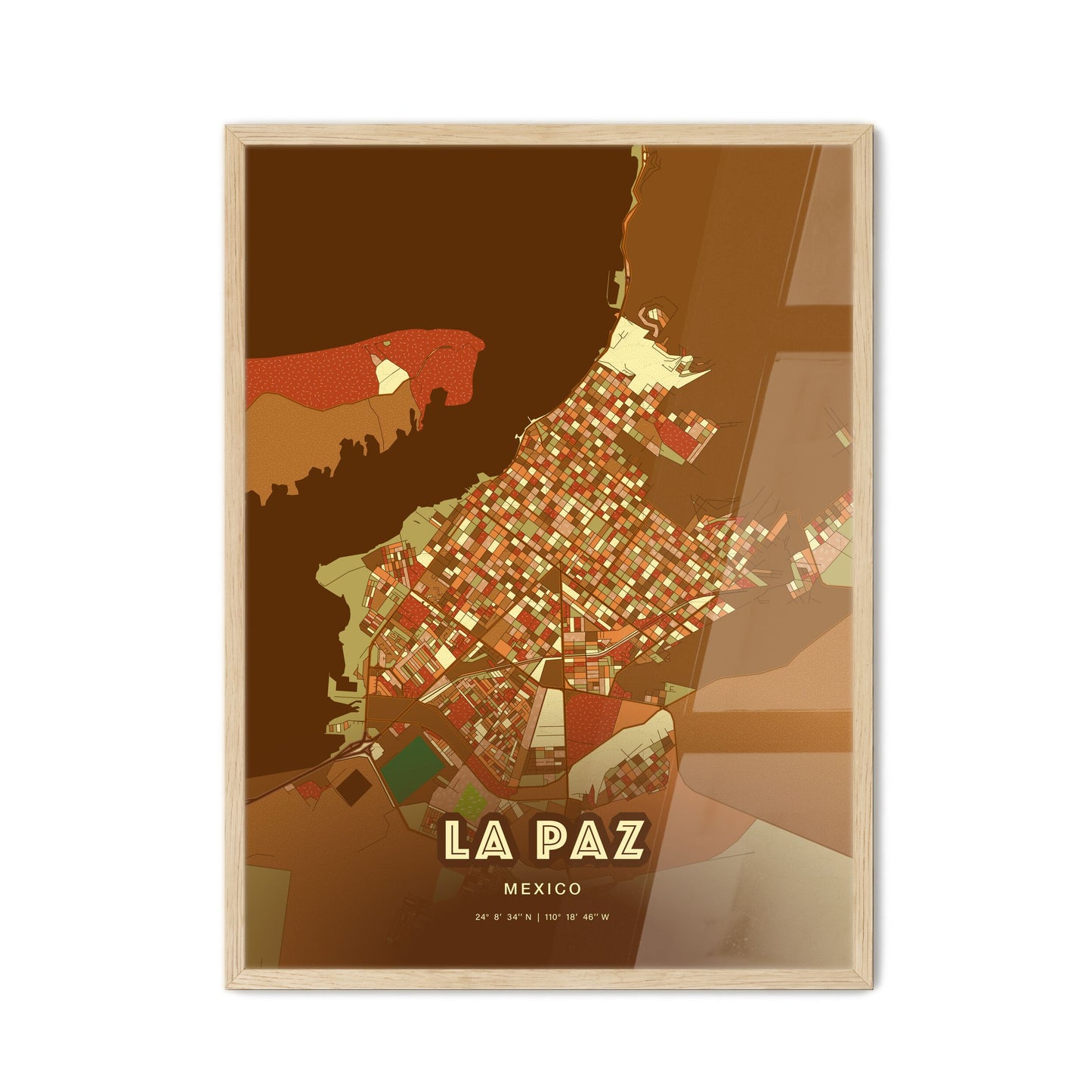 Colorful LA PAZ MEXICO Fine Art Map Farmhouse