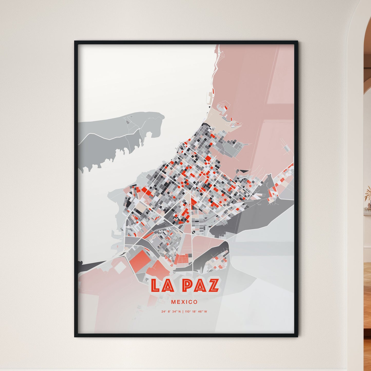 Colorful LA PAZ MEXICO Fine Art Map Modern