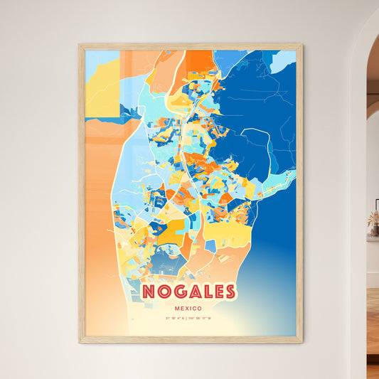 Colorful NOGALES MEXICO Fine Art Map Blue Orange