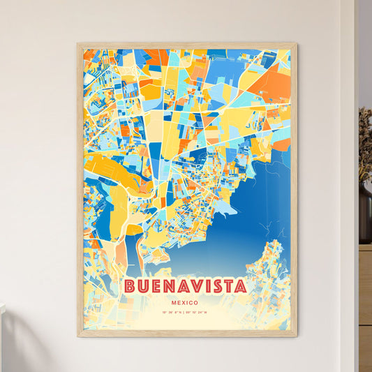 Colorful BUENAVISTA MEXICO Fine Art Map Blue Orange