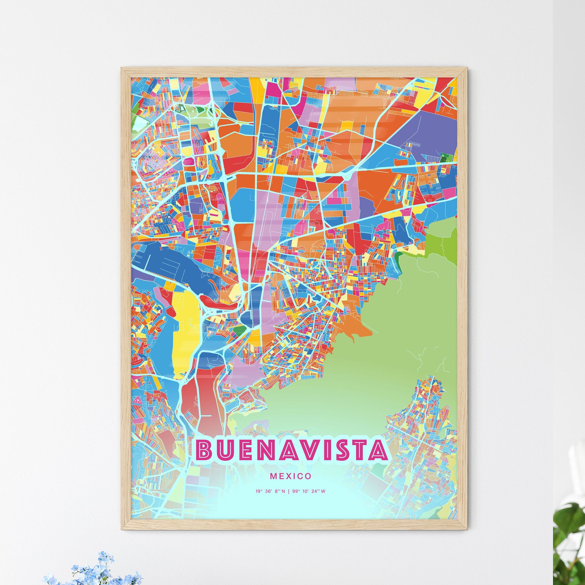Colorful BUENAVISTA MEXICO Fine Art Map Crazy Colors