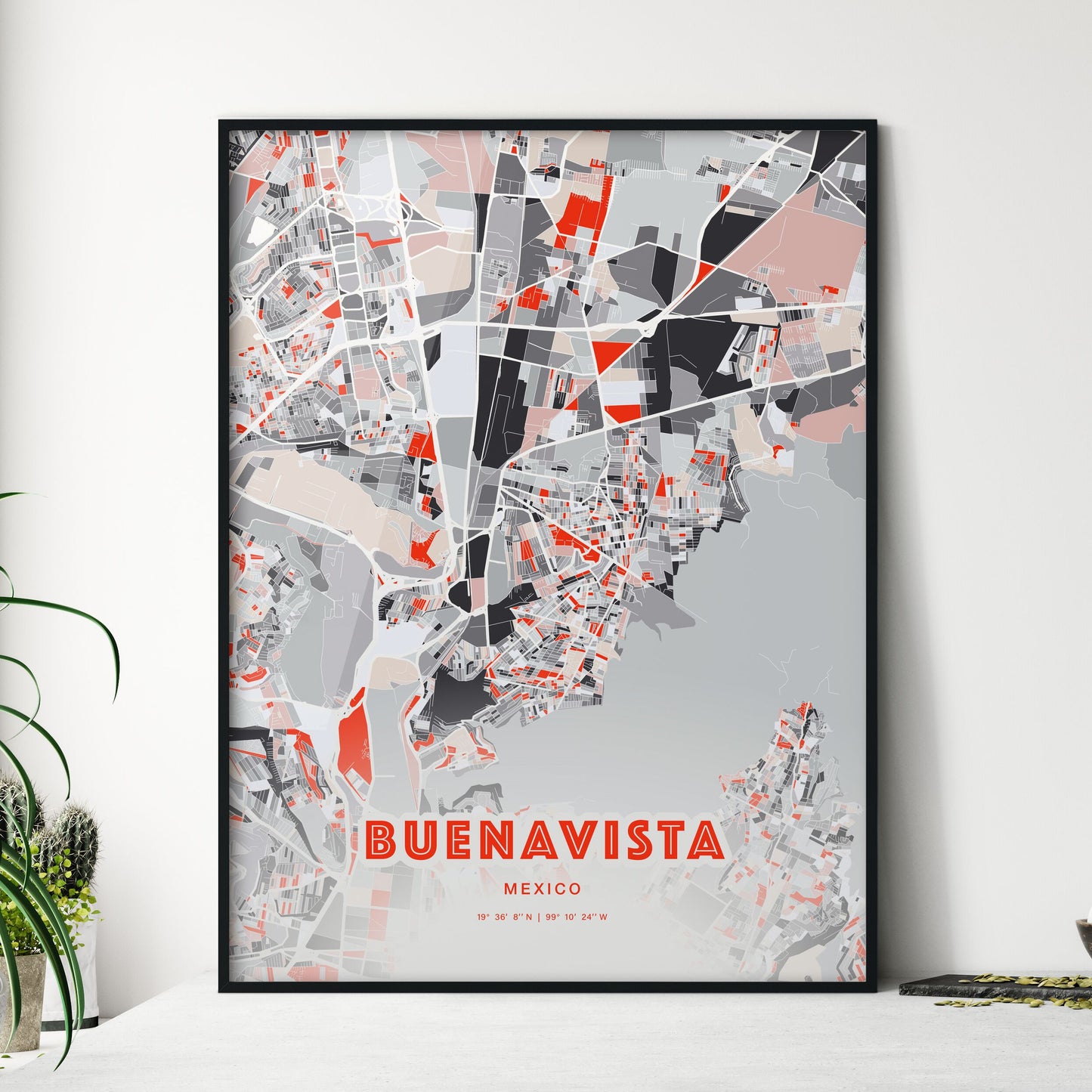 Colorful BUENAVISTA MEXICO Fine Art Map Modern