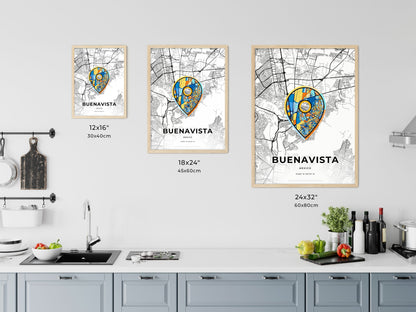 BUENAVISTA MEXICO minimal art map with a colorful icon. Where it all began, Couple map gift.