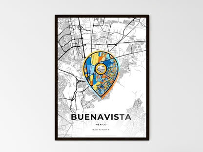 BUENAVISTA MEXICO minimal art map with a colorful icon. Where it all began, Couple map gift. Style 1