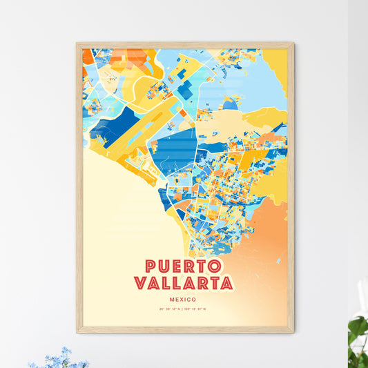 Colorful PUERTO VALLARTA MEXICO Fine Art Map Blue Orange