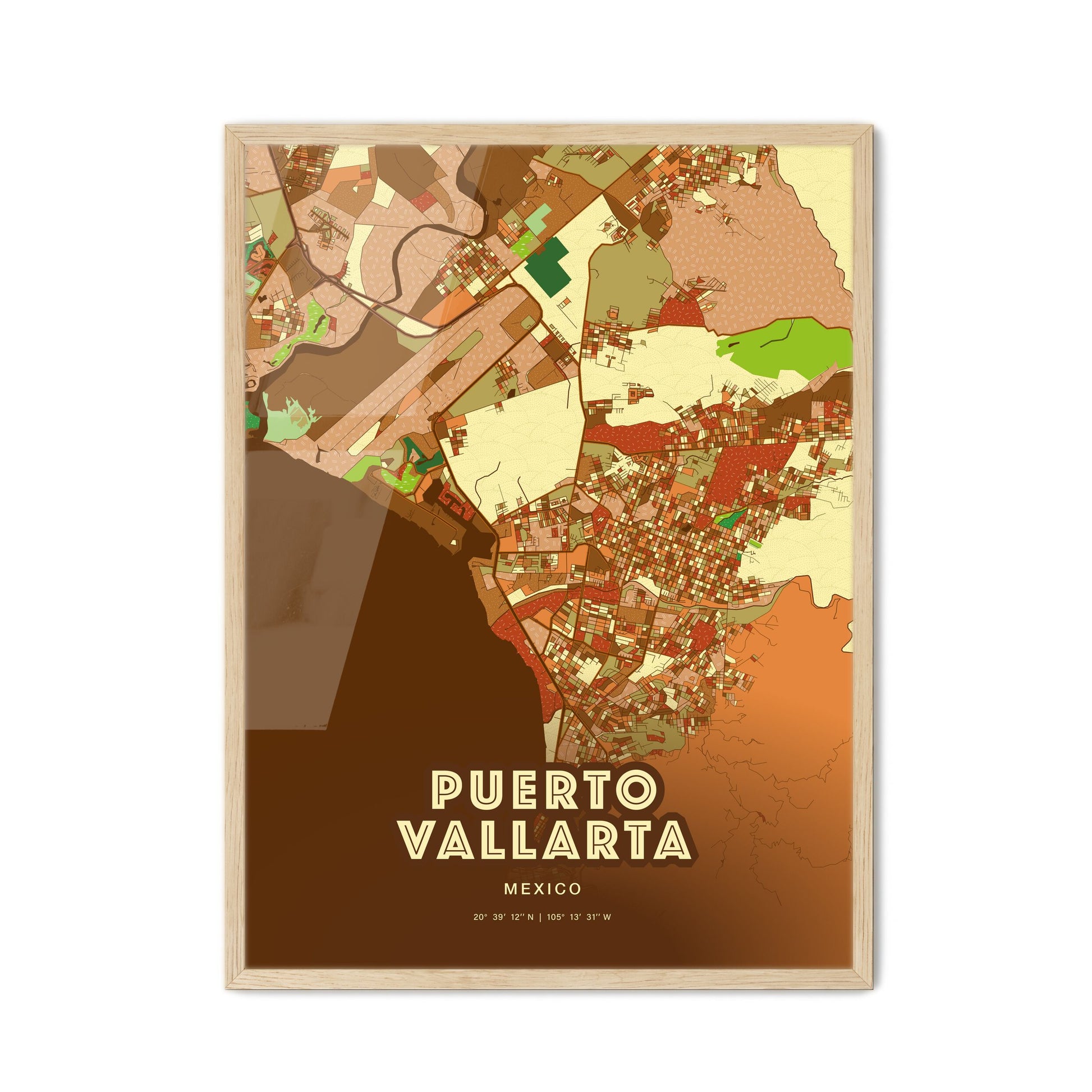 Colorful PUERTO VALLARTA MEXICO Fine Art Map Farmhouse