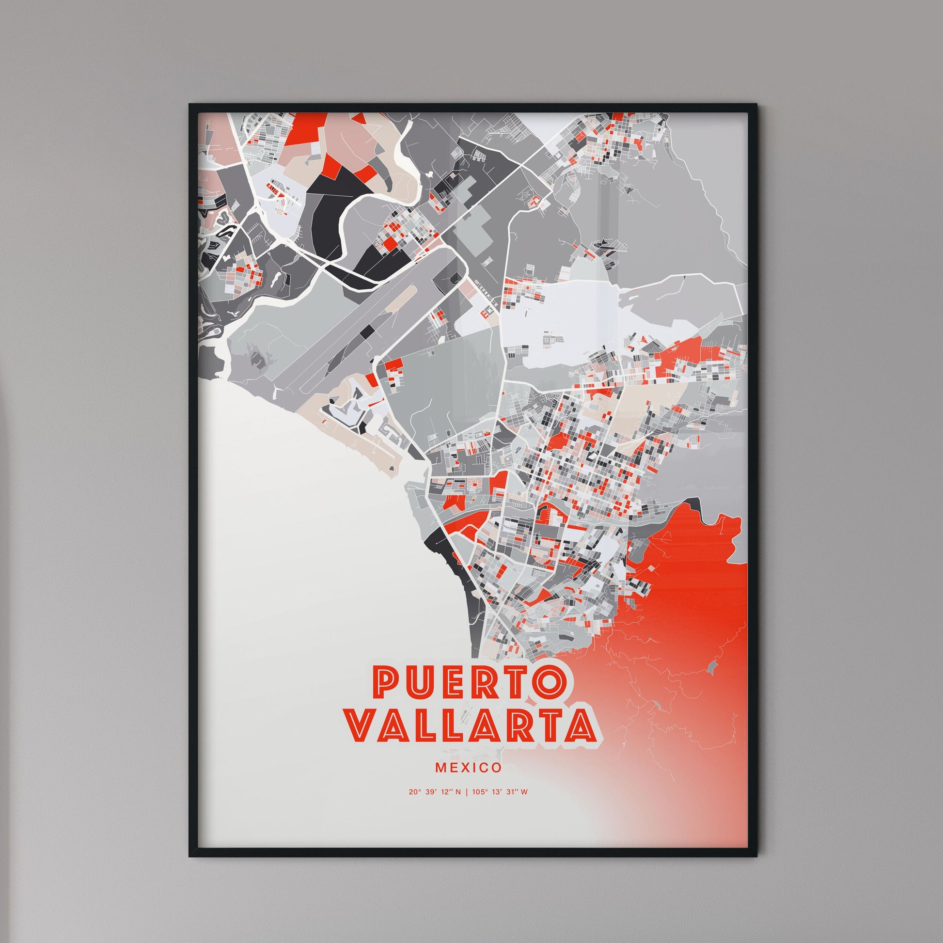 Colorful PUERTO VALLARTA MEXICO Fine Art Map Modern