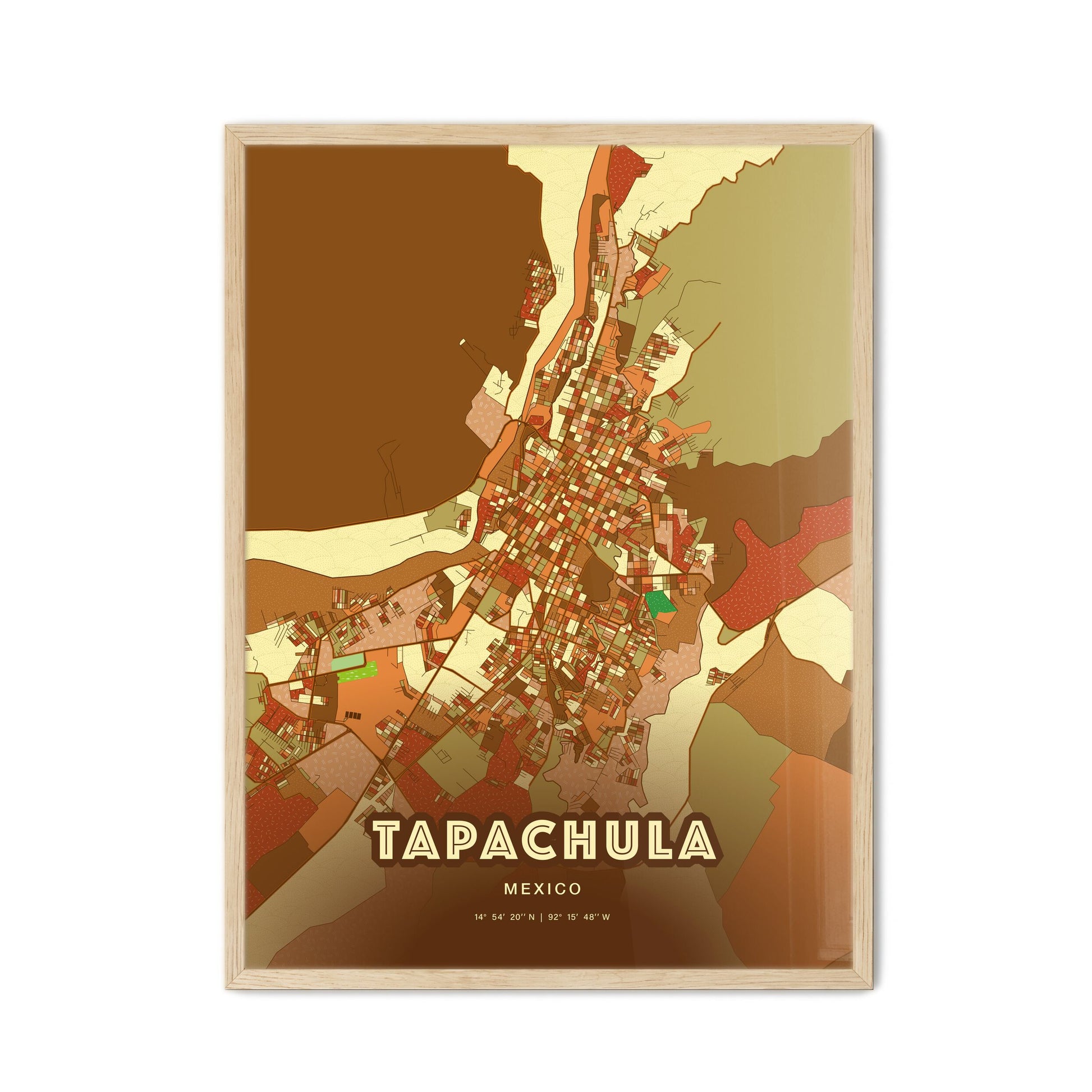 Colorful TAPACHULA MEXICO Fine Art Map Farmhouse