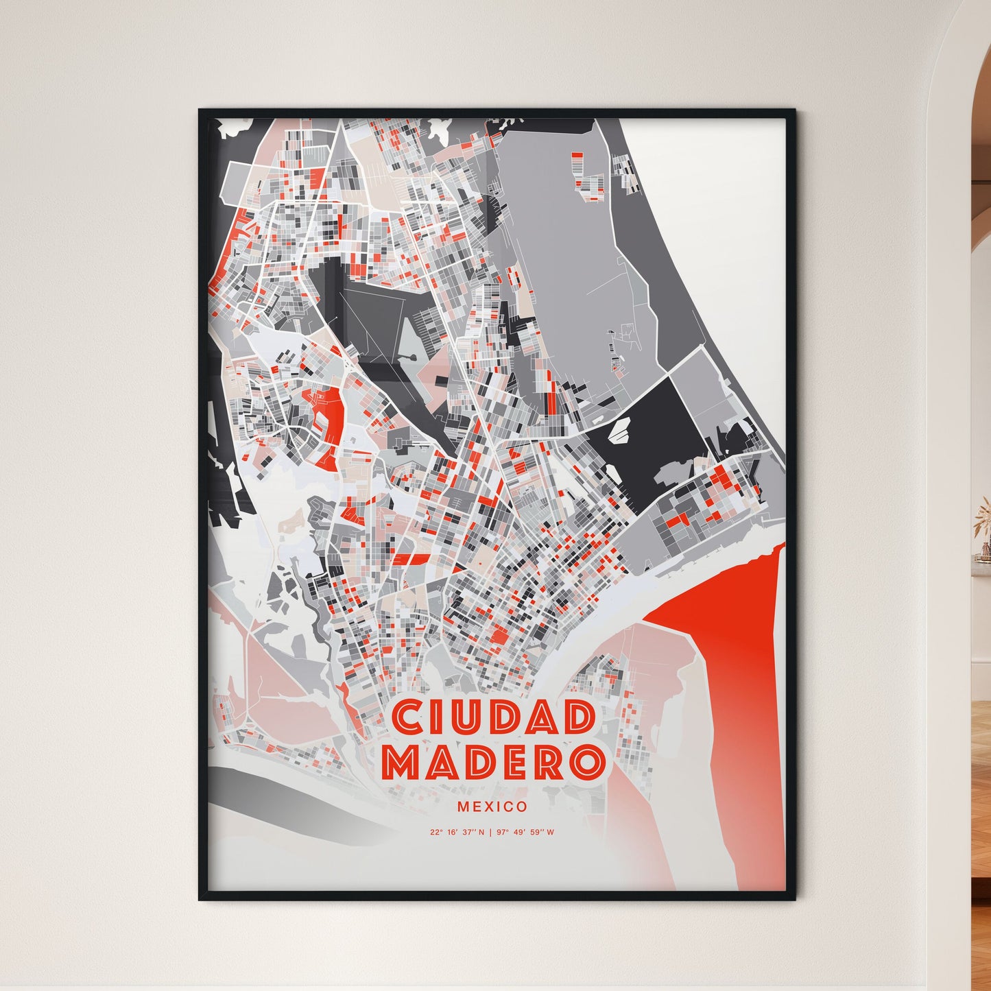 Colorful CIUDAD MADERO MEXICO Fine Art Map Modern