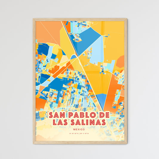 Colorful SAN PABLO DE LAS SALINAS MEXICO Fine Art Map Blue Orange