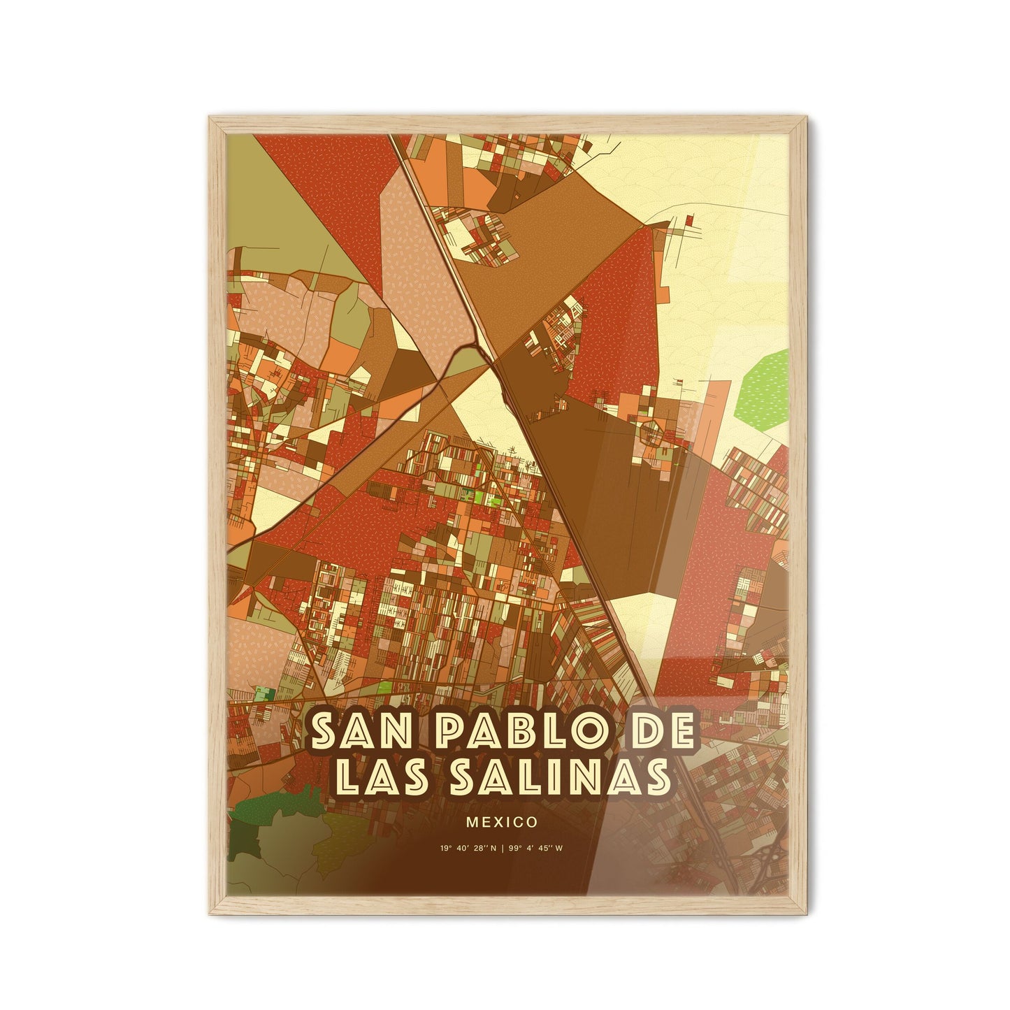 Colorful SAN PABLO DE LAS SALINAS MEXICO Fine Art Map Farmhouse