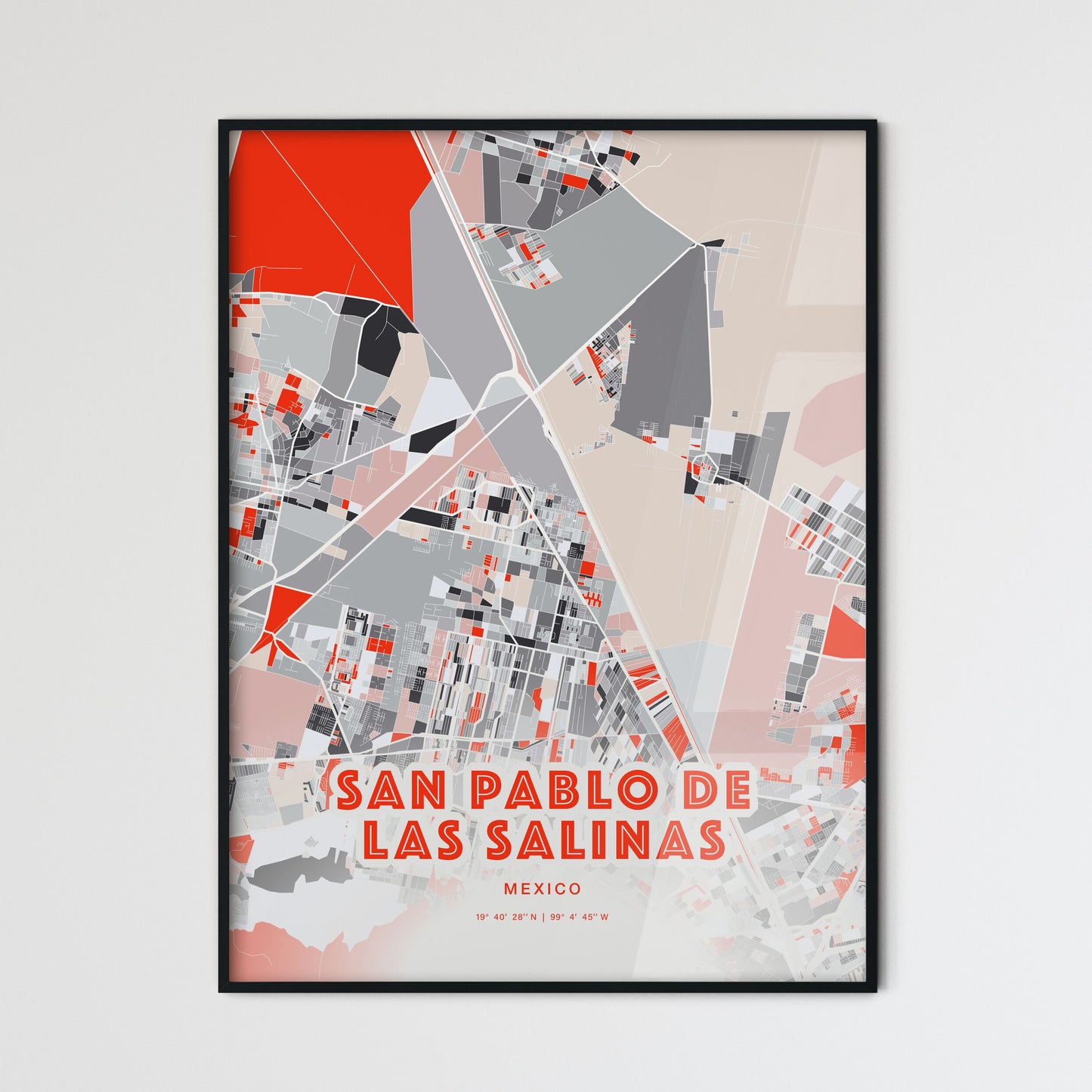 Colorful SAN PABLO DE LAS SALINAS MEXICO Fine Art Map Modern