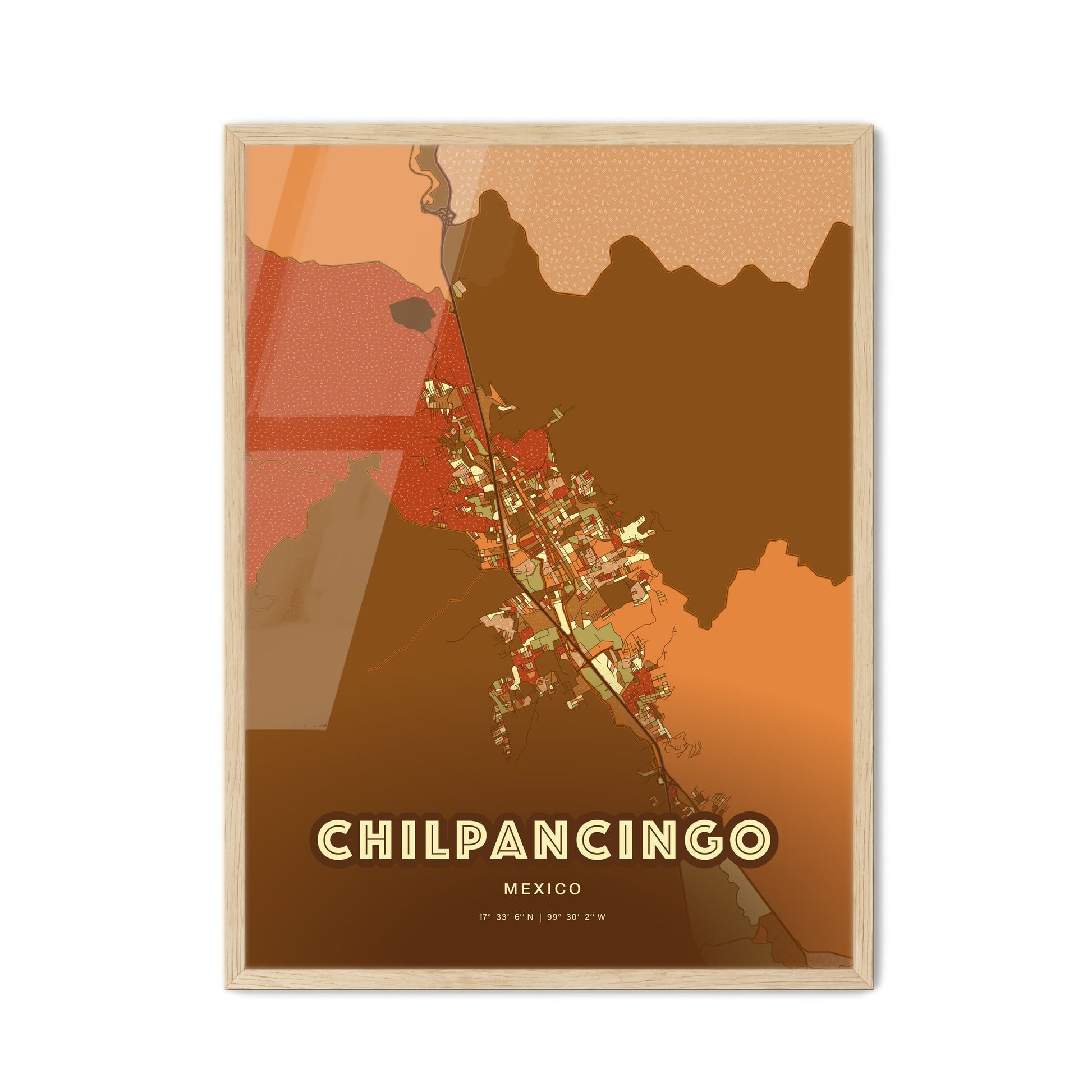 Colorful CHILPANCINGO MEXICO Fine Art Map Farmhouse