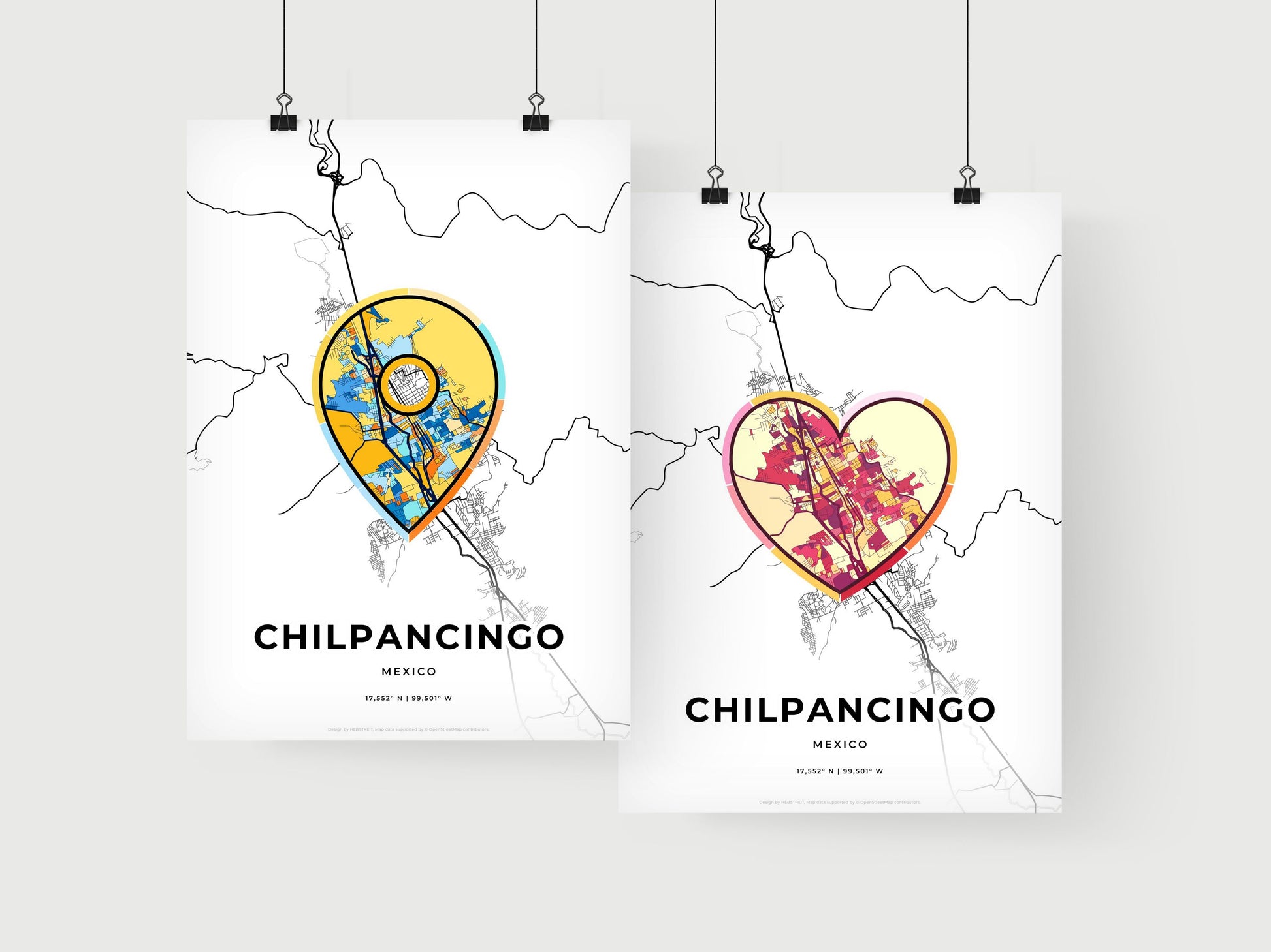CHILPANCINGO MEXICO minimal art map with a colorful icon. Where it all began, Couple map gift.
