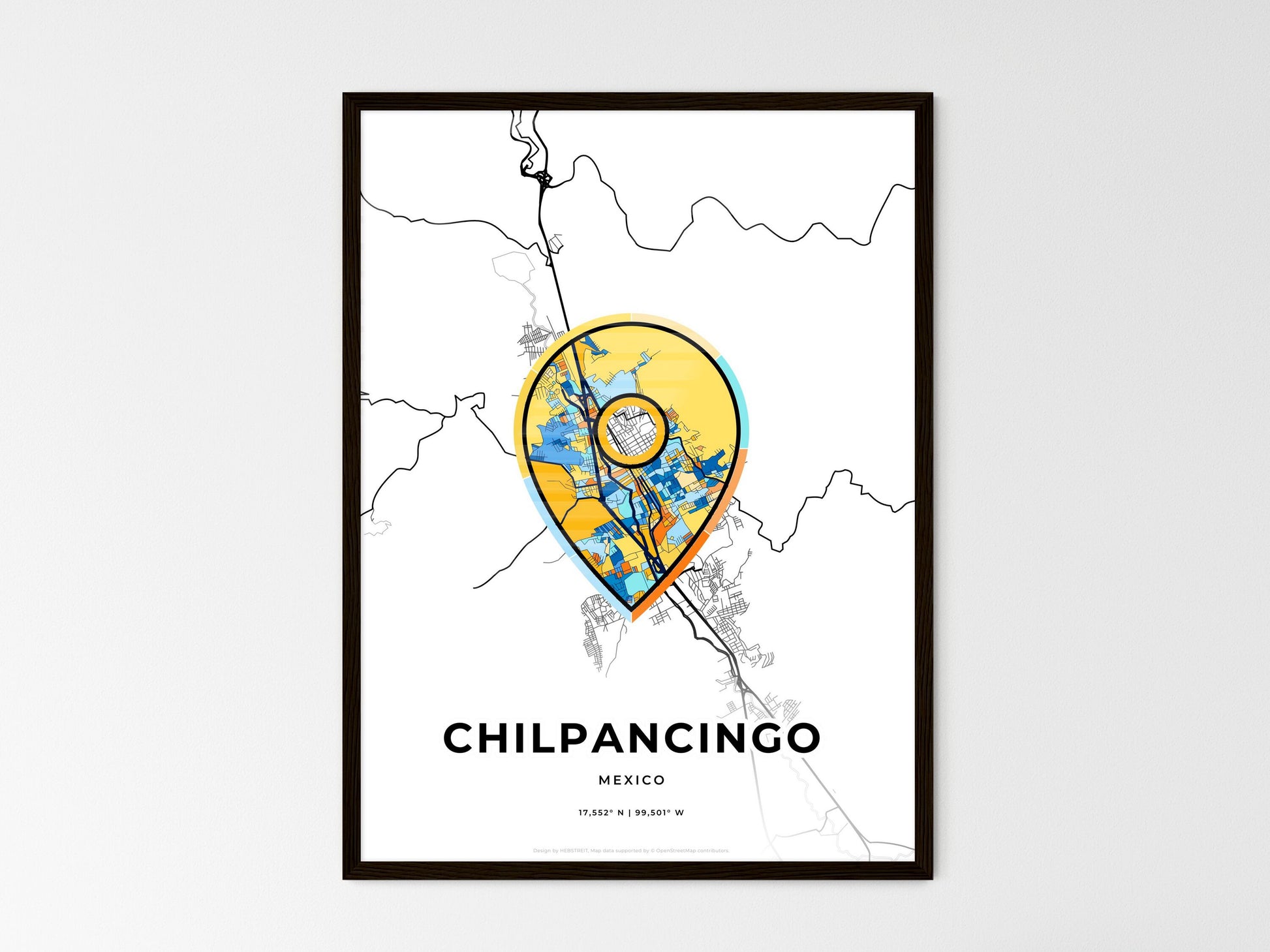 CHILPANCINGO MEXICO minimal art map with a colorful icon. Where it all began, Couple map gift. Style 1