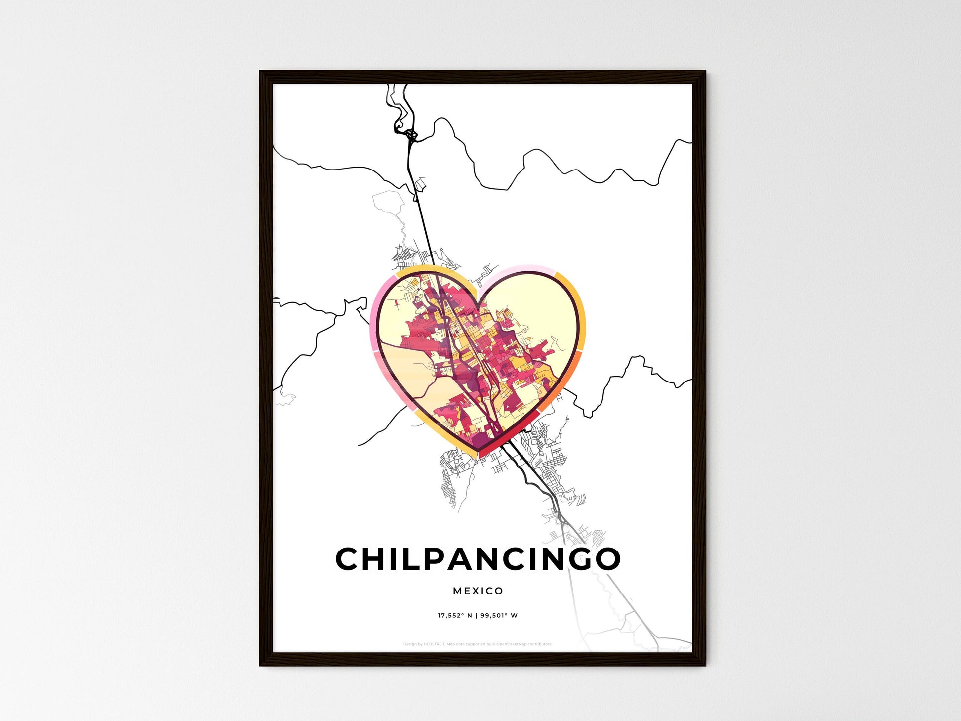 CHILPANCINGO MEXICO minimal art map with a colorful icon. Where it all began, Couple map gift. Style 2
