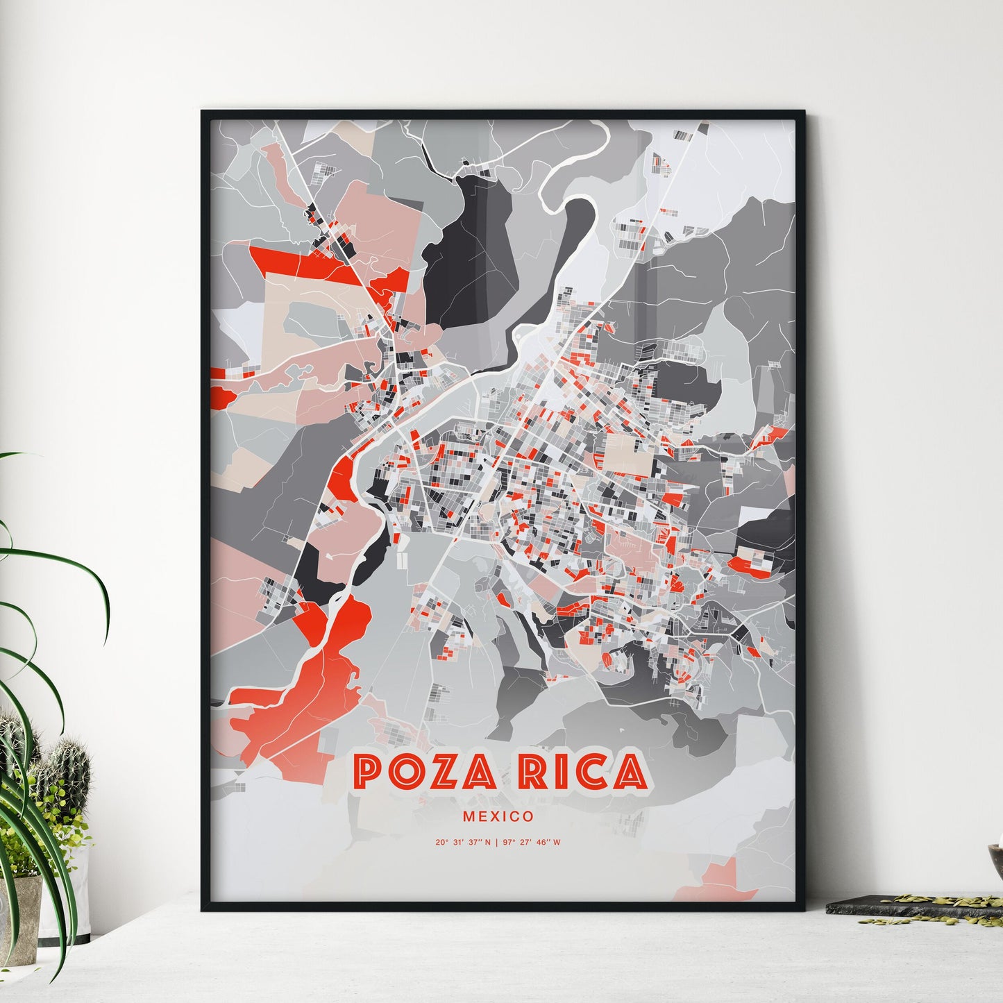 Colorful POZA RICA MEXICO Fine Art Map Modern