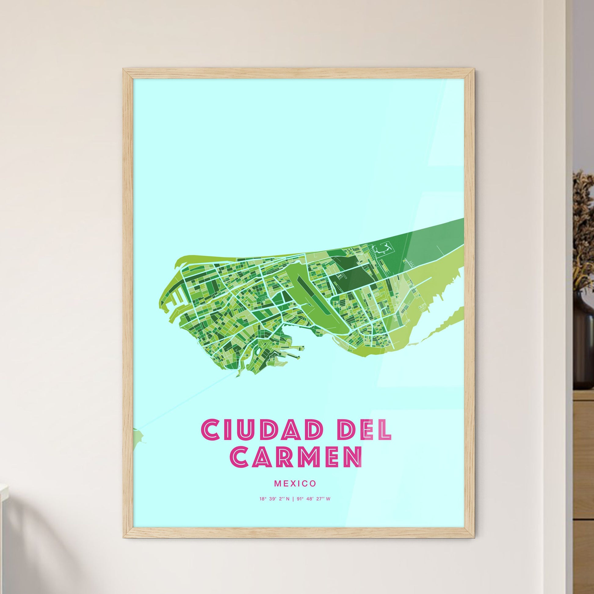 Colorful CIUDAD DEL CARMEN MEXICO Fine Art Map Crazy Colors