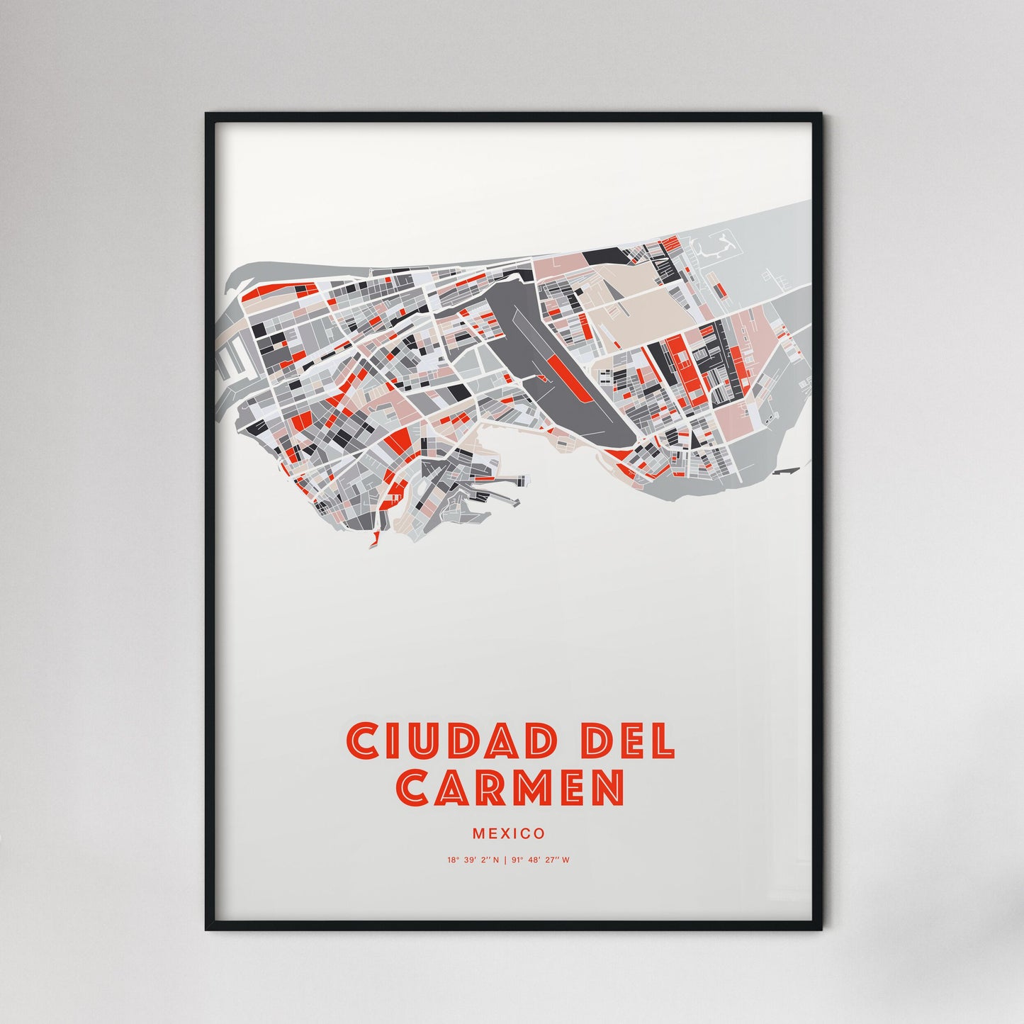 Colorful CIUDAD DEL CARMEN MEXICO Fine Art Map Modern