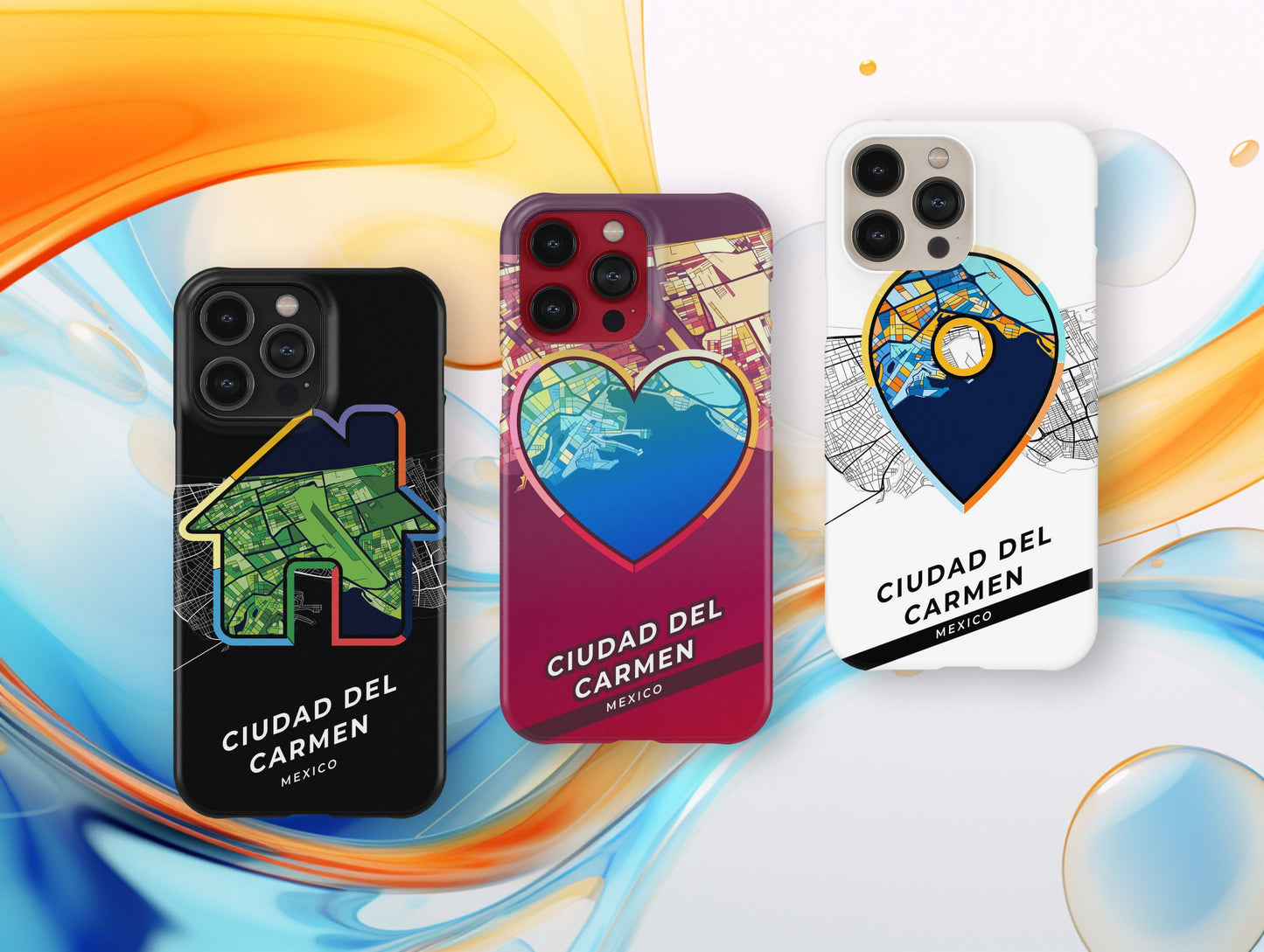 Ciudad Del Carmen Mexico slim phone case with colorful icon. Birthday, wedding or housewarming gift. Couple match cases.