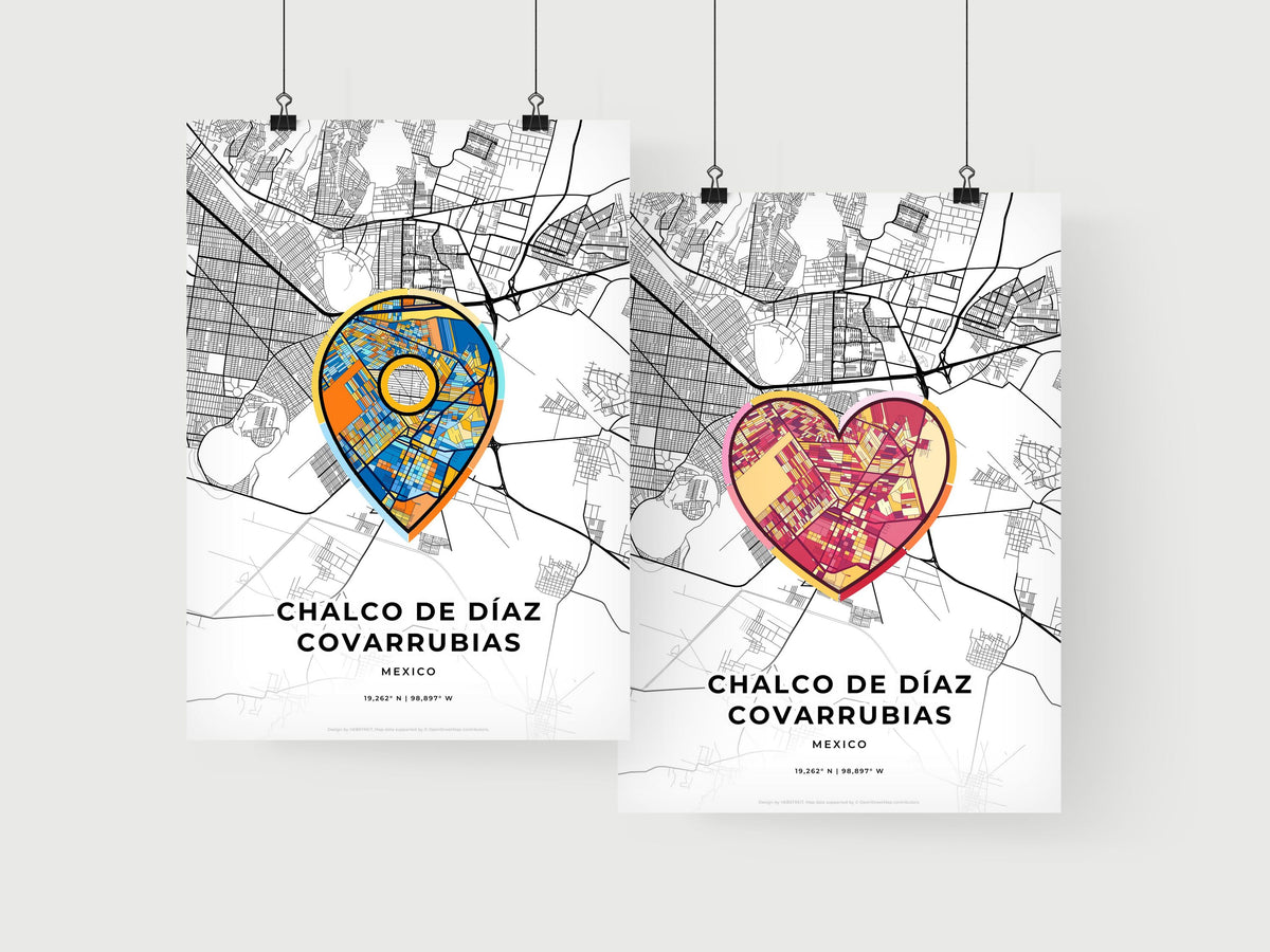 Chalco De Díaz Covarrubias Mexico art print for couples