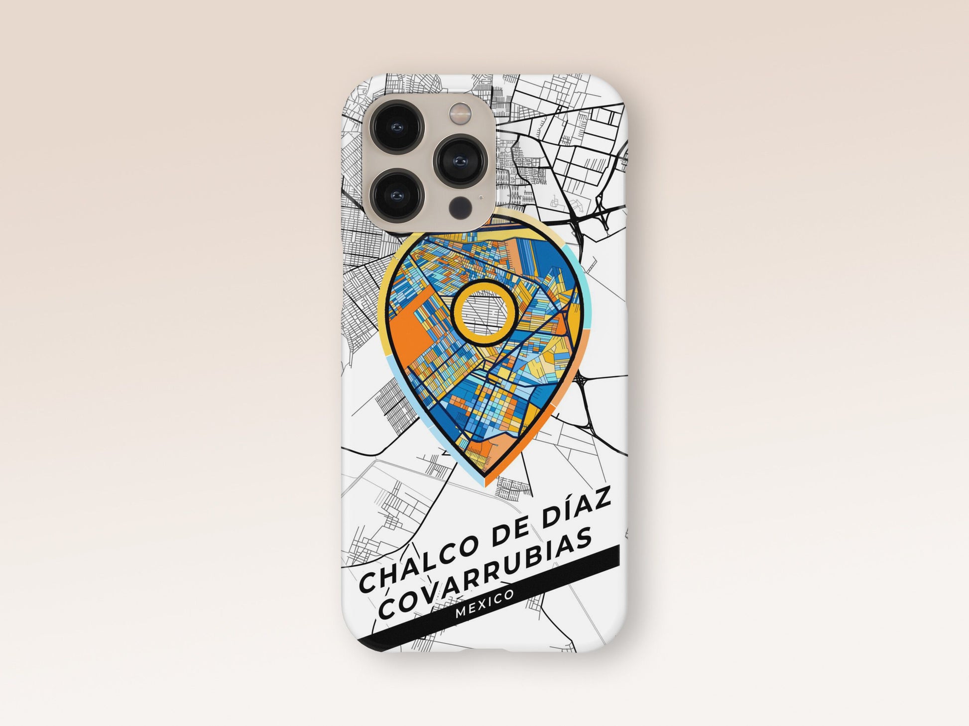 Chalco De Díaz Covarrubias Mexico slim phone case with colorful icon. Birthday, wedding or housewarming gift. Couple match cases. 1