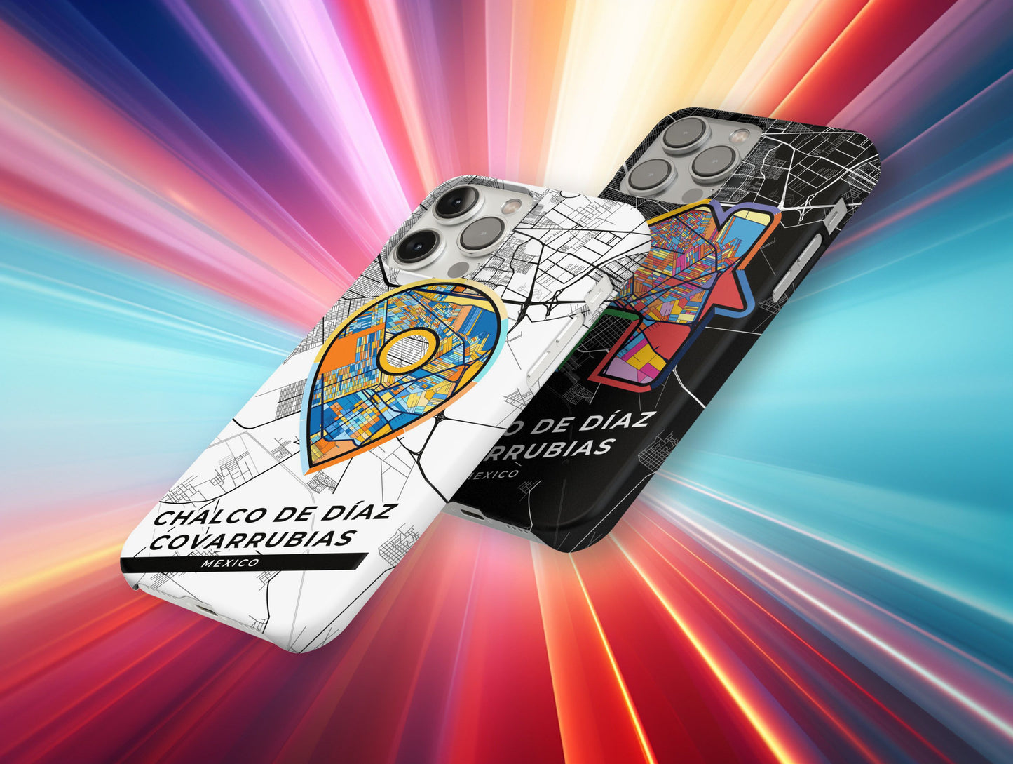 Chalco De Díaz Covarrubias Mexico slim phone case with colorful icon. Birthday, wedding or housewarming gift. Couple match cases.