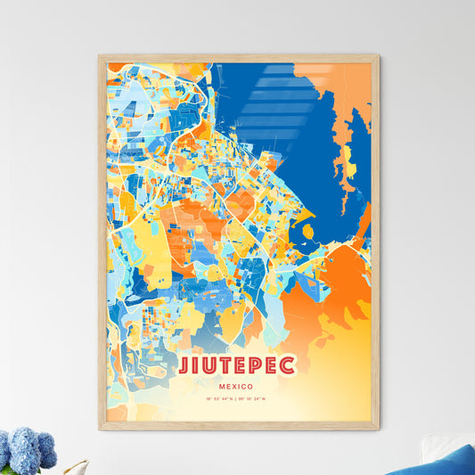 Colorful JIUTEPEC MEXICO Fine Art Map Blue Orange