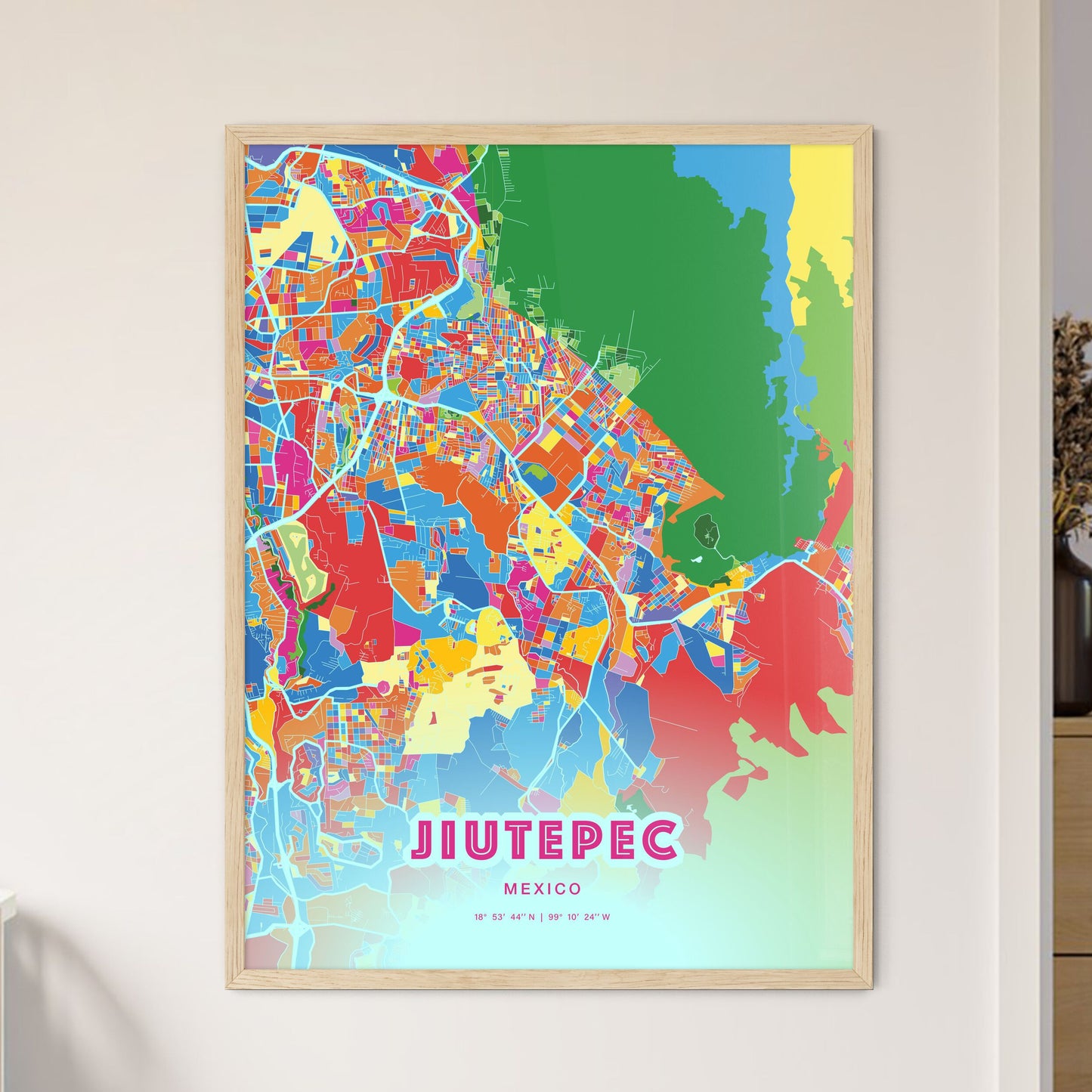 Colorful JIUTEPEC MEXICO Fine Art Map Crazy Colors