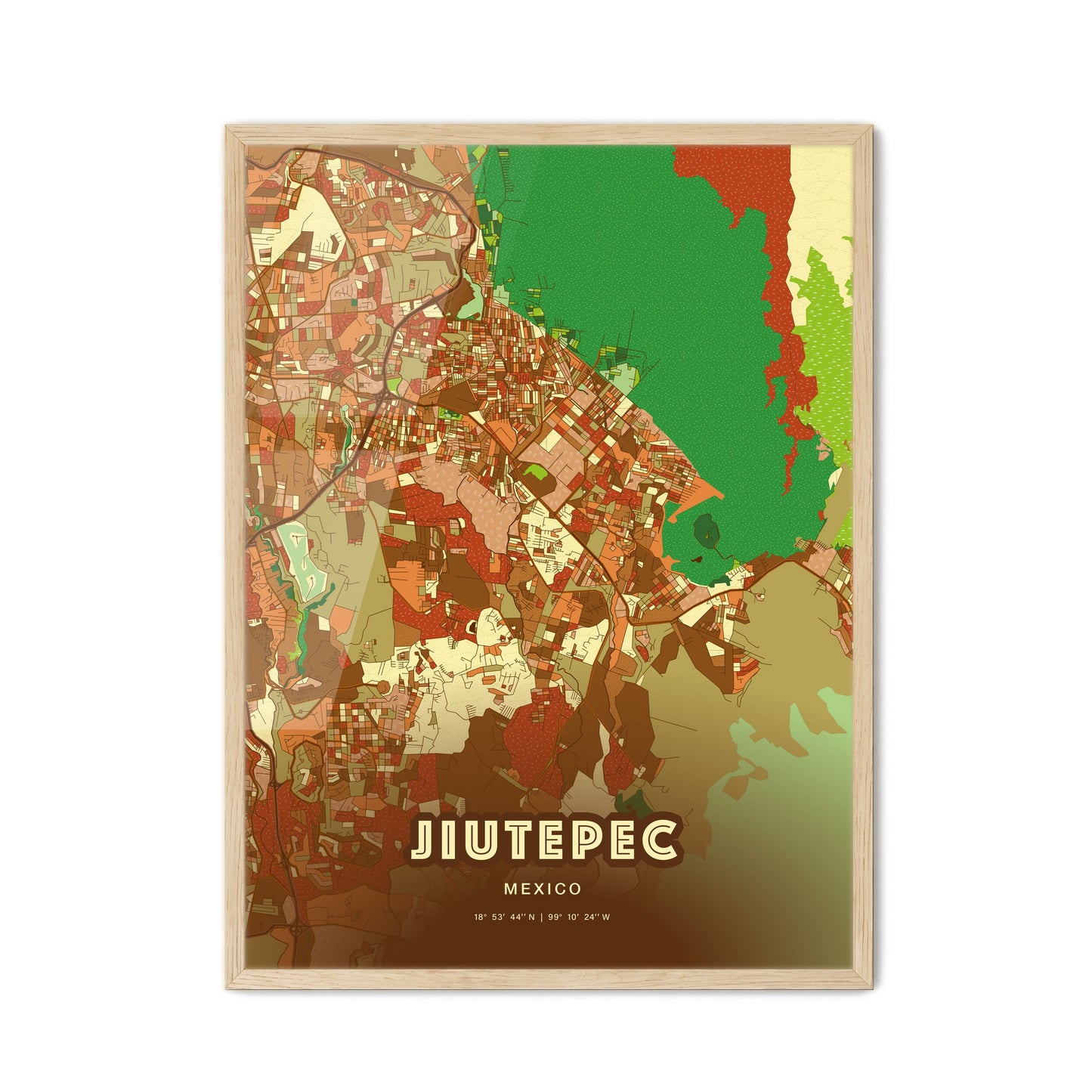 Colorful JIUTEPEC MEXICO Fine Art Map Farmhouse