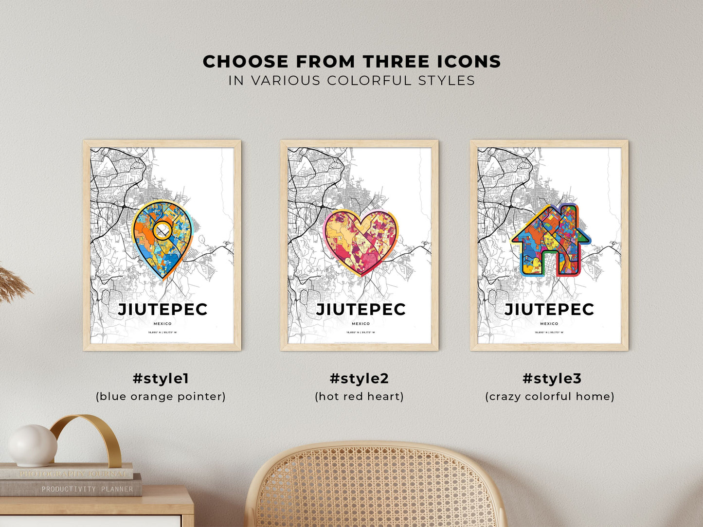 Jiutepec Mexico maps with colorful icons