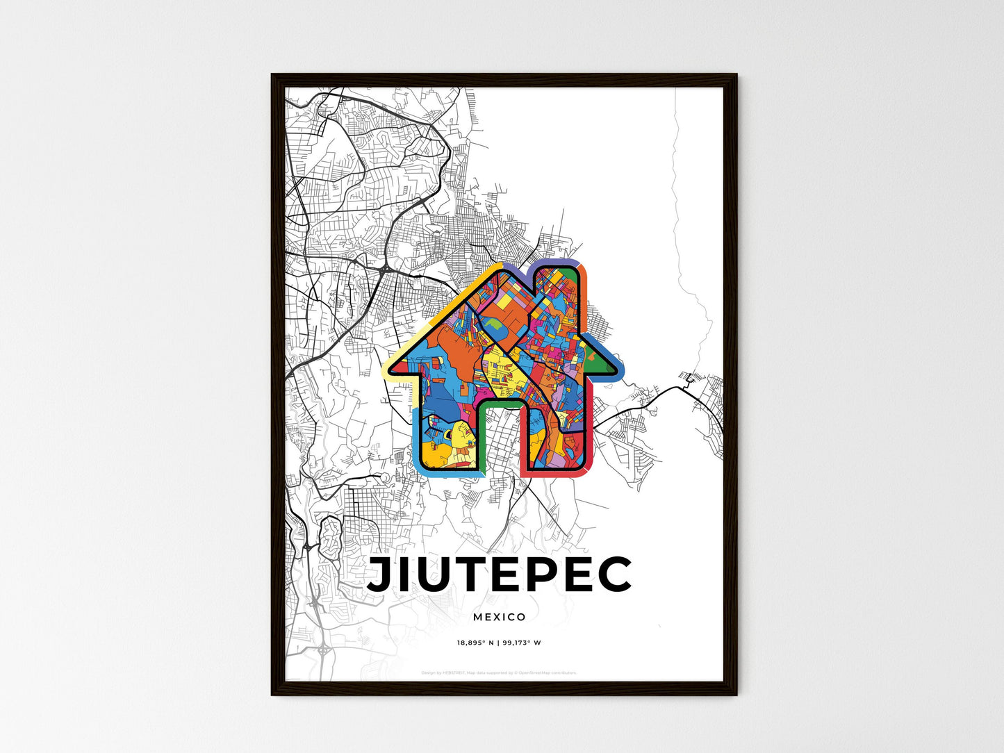 Jiutepec Mexico wedding art map with home icon