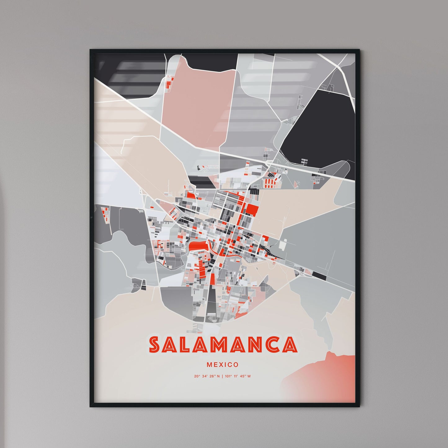 Colorful SALAMANCA MEXICO Fine Art Map Modern