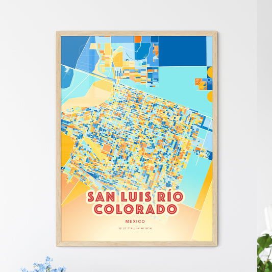 Colorful SAN LUIS RÍO COLORADO MEXICO Fine Art Map Blue Orange