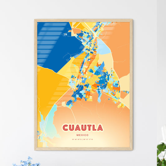 Colorful CUAUTLA MEXICO Fine Art Map Blue Orange