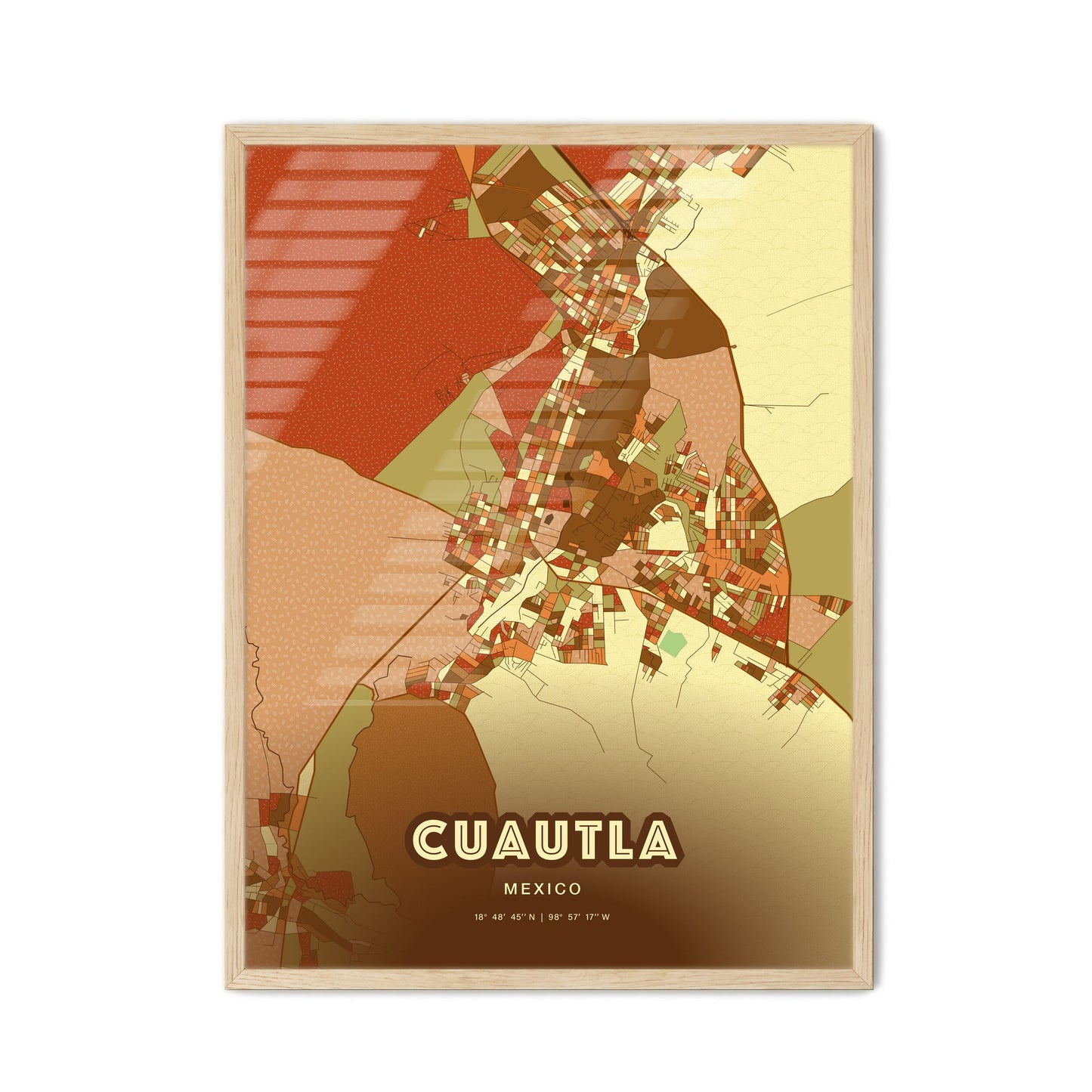 Colorful CUAUTLA MEXICO Fine Art Map Farmhouse