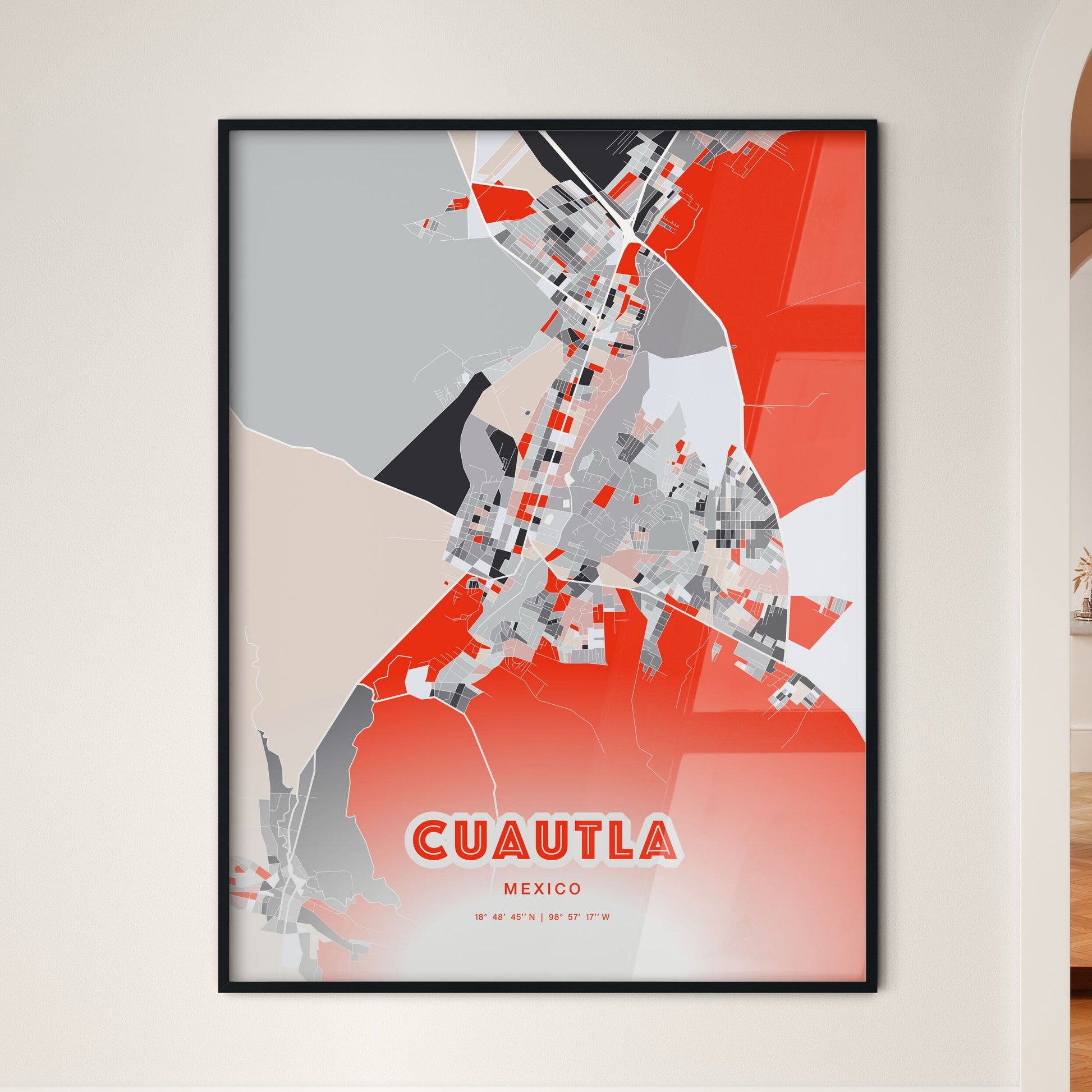 Colorful CUAUTLA MEXICO Fine Art Map Modern