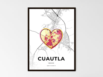 CUAUTLA MEXICO minimal art map with a colorful icon. Where it all began, Couple map gift. Style 2