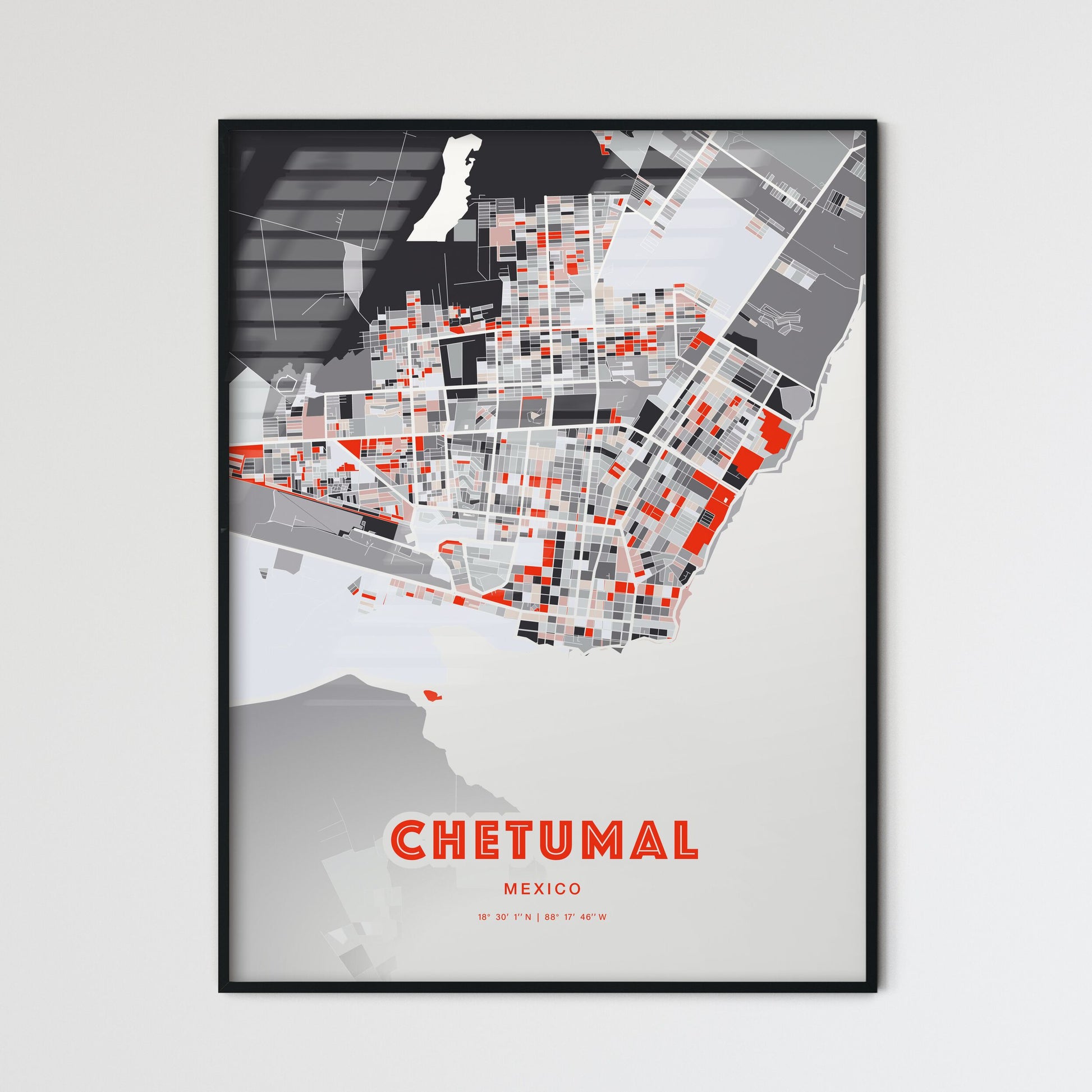 Colorful CHETUMAL MEXICO Fine Art Map Modern