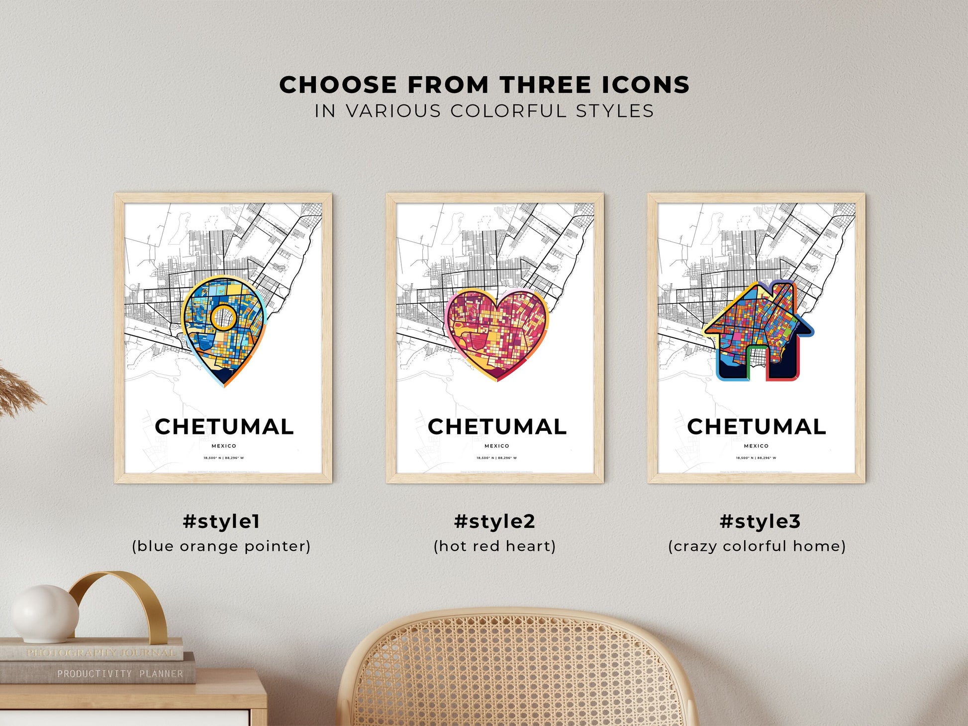 Chetumal Mexico maps with colorful icons