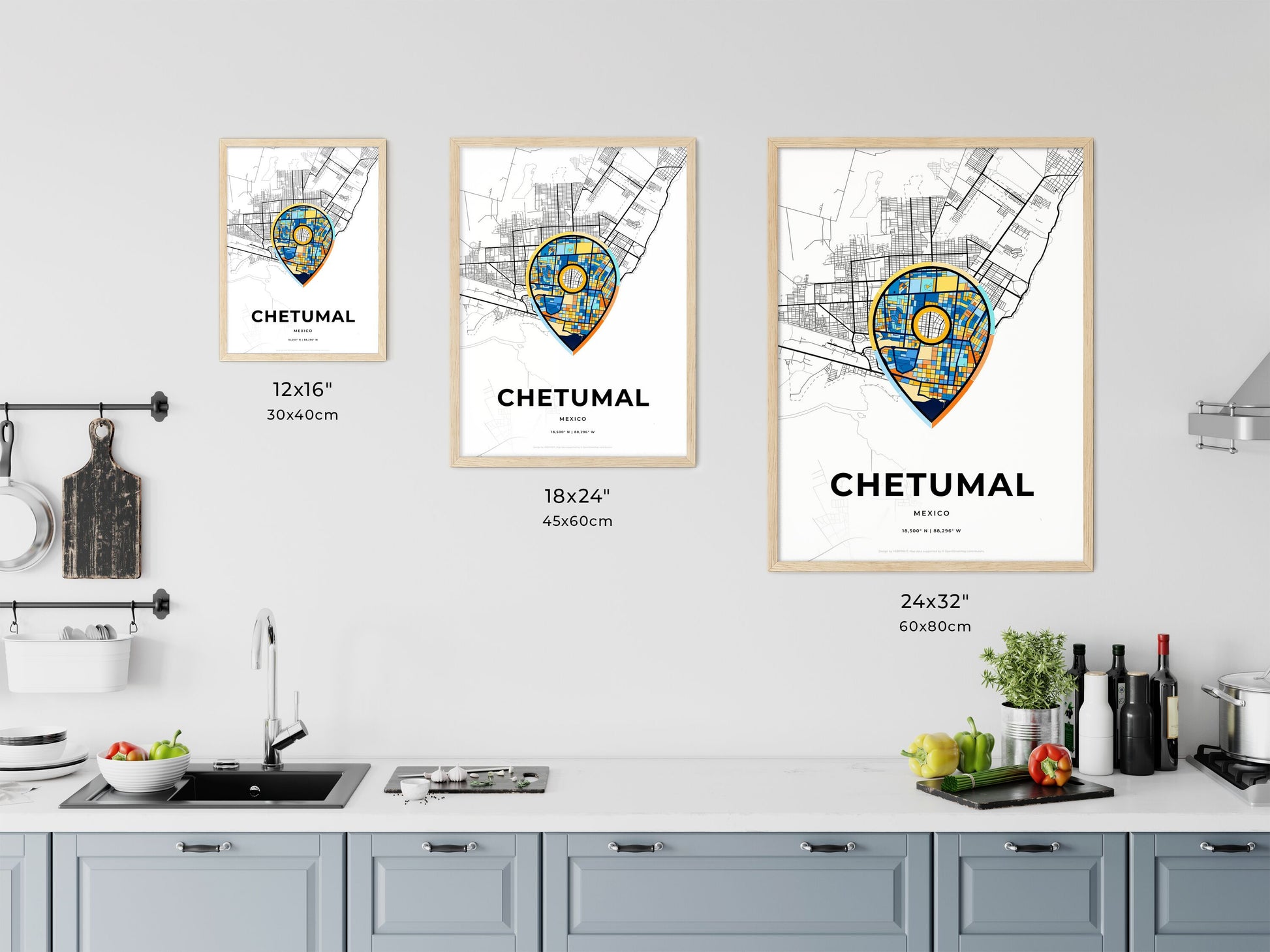 Chetumal Mexico art map size chart