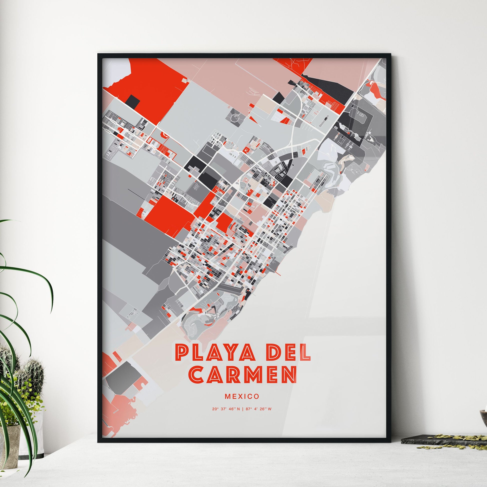 Colorful PLAYA DEL CARMEN MEXICO Fine Art Map Modern