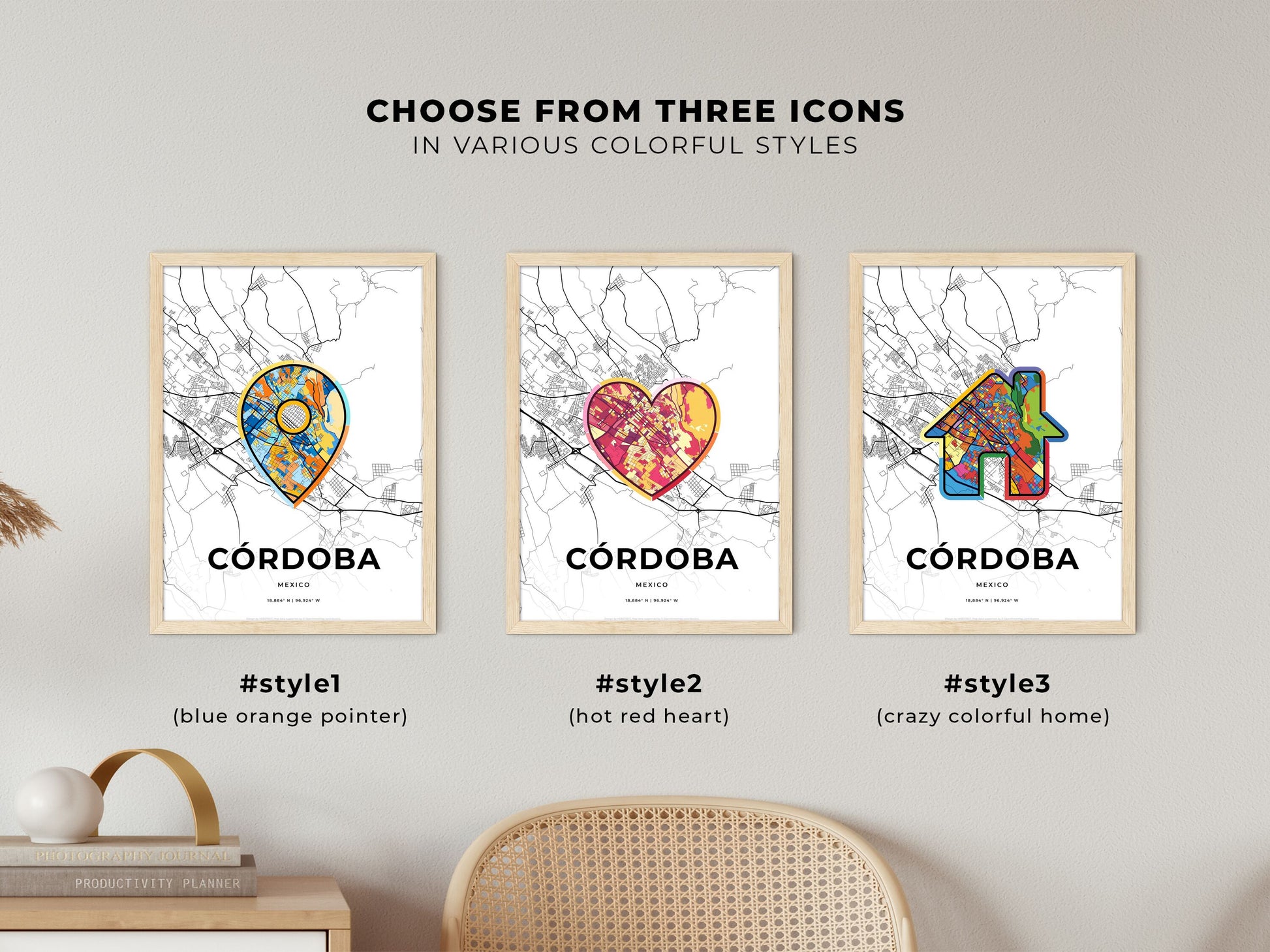 Córdoba Mexico maps with colorful icons